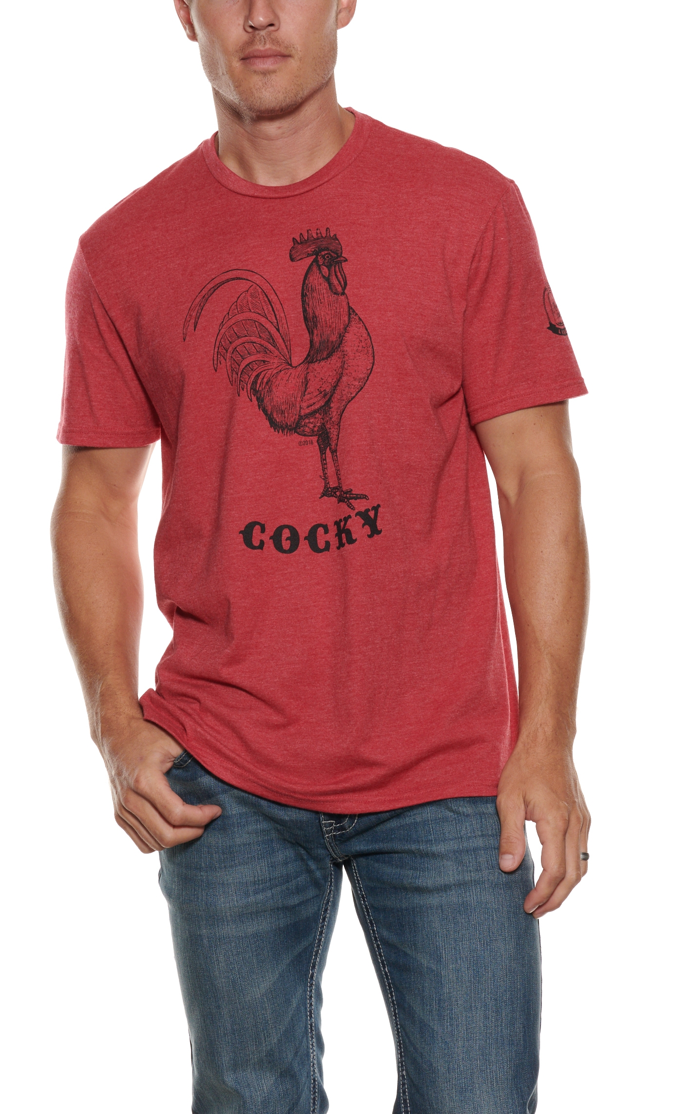 Mason Jar Label Men's Vintage Red Cocky Graphic T-Shirt - Image 1