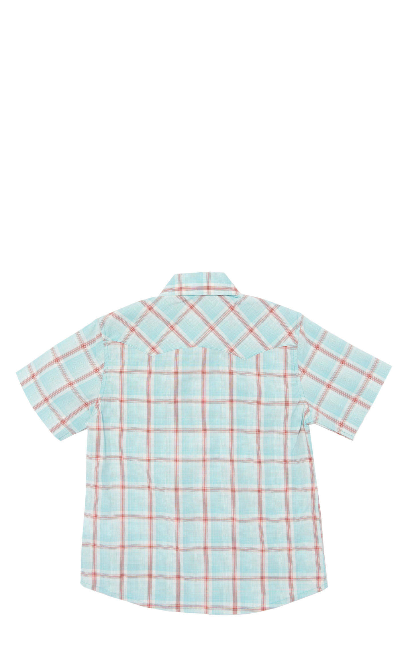Wrangler Boy's Pale Turquoise Plaid Western Shirt - Image 1