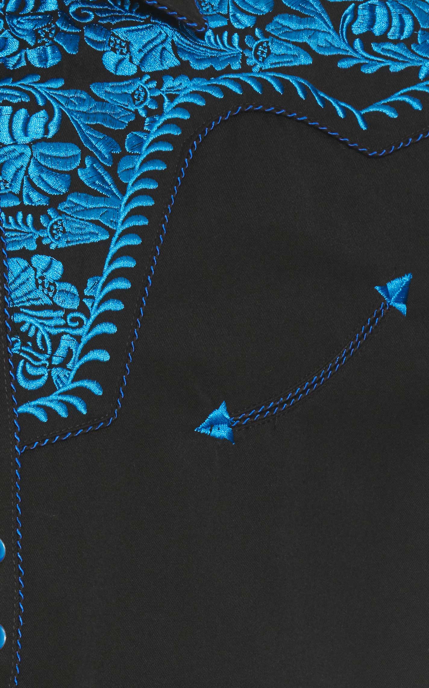 Scully Western Legends Gunfighter Black with Royal Blue Embroidery Western Shirt - Image 1