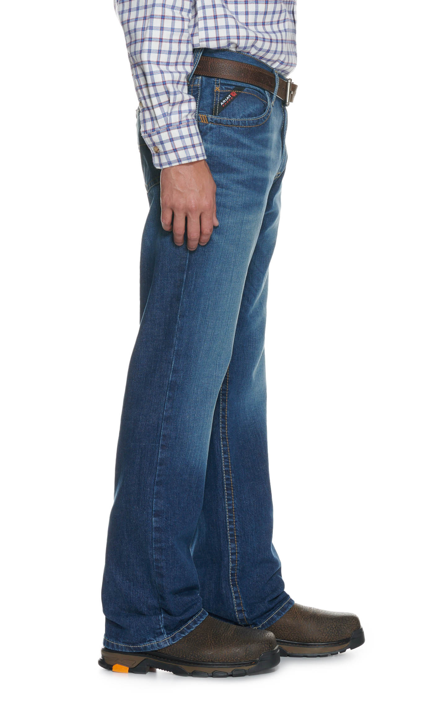 Ariat Men's FR M4 Alloy Dark Wash Relaxed Fit Boot Cut Work Jeans - Image 1