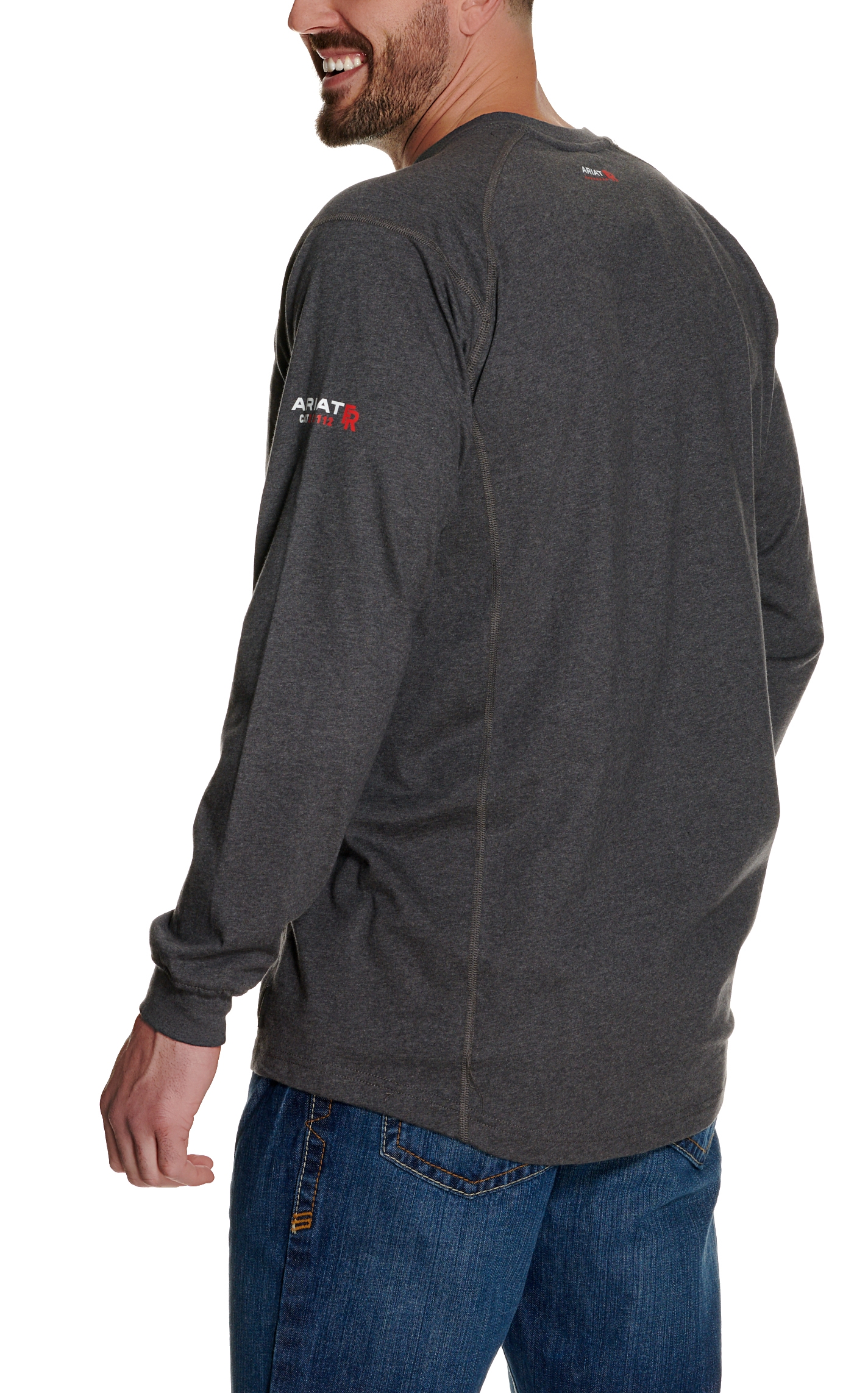 Ariat Work FR Men's Air Crew Charcoal Heather HRC2 Long Sleeve Work Shirt - Image 1