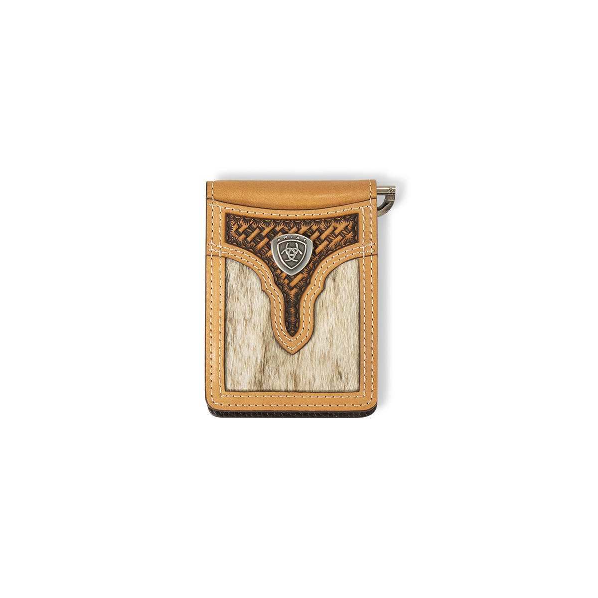 Ariat Calf Hair & Basket Weave Money Clip BiFold Wallet - Image 1