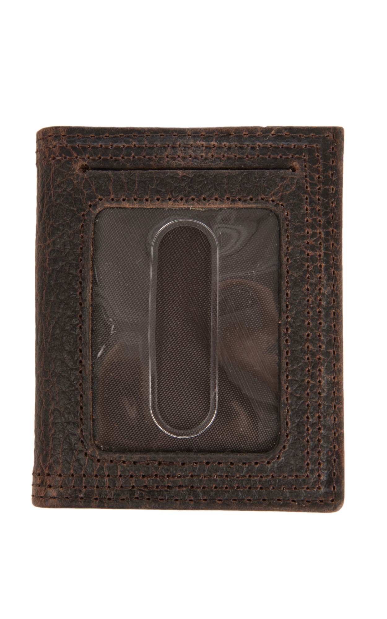 Ariat Performance Work Dark Brown Front Pocket Money Clip Bi-Fold Wallet - Image 1