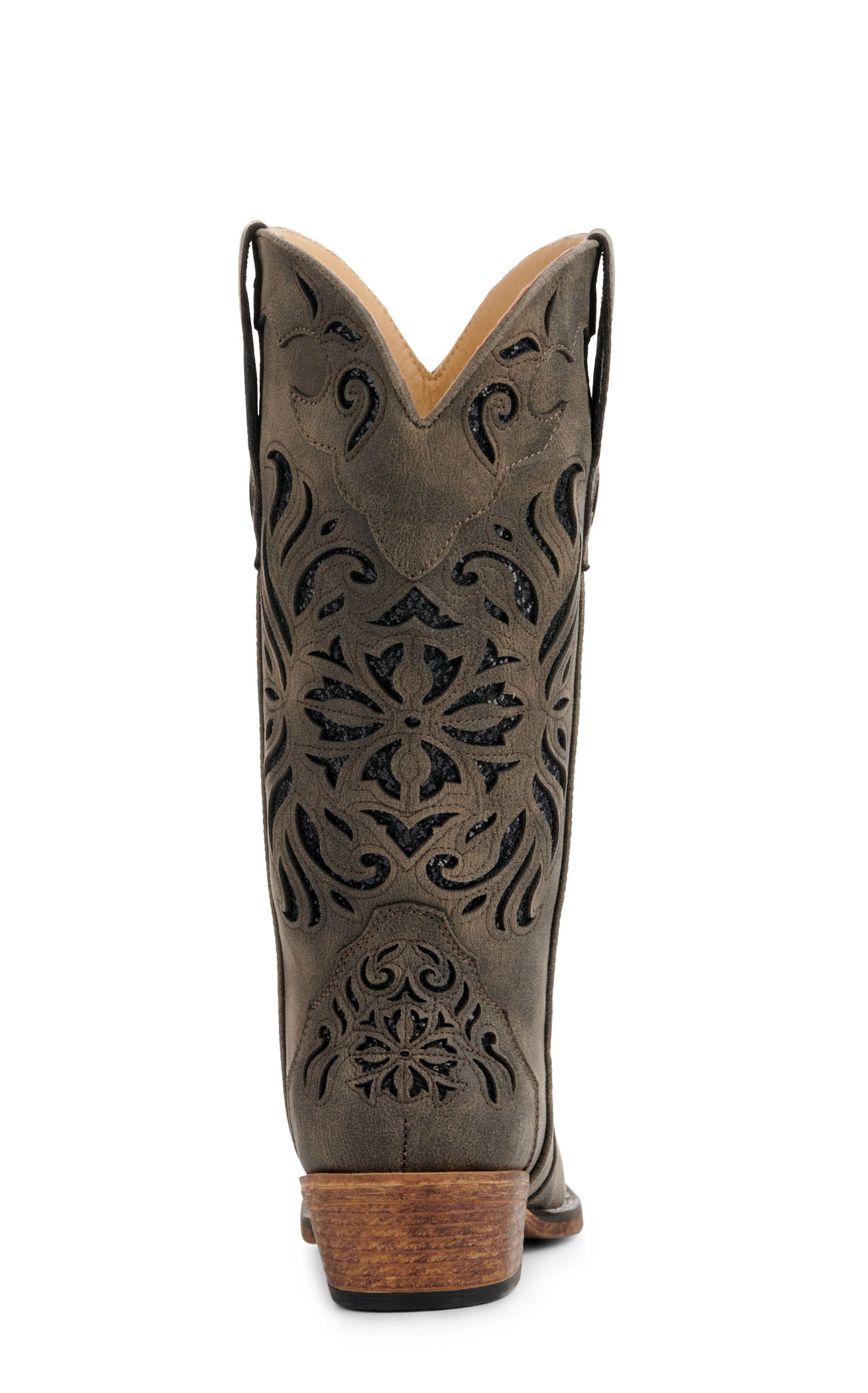 Roper Women's Riley Gray with Black Glitter Inlay Snip Toe Cowboy Boots - Image 1