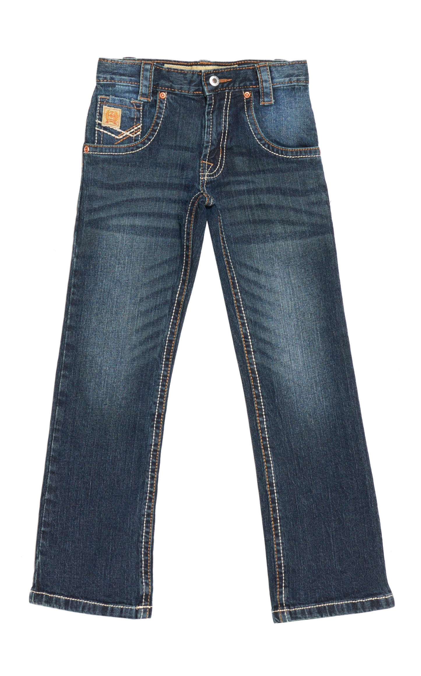 Cinch Boy's Dark Wash Mid Rise Embroidered Back Pockets Relaxed Fit Arena Flex Bootcut Jeans (4-7) - Image 1
