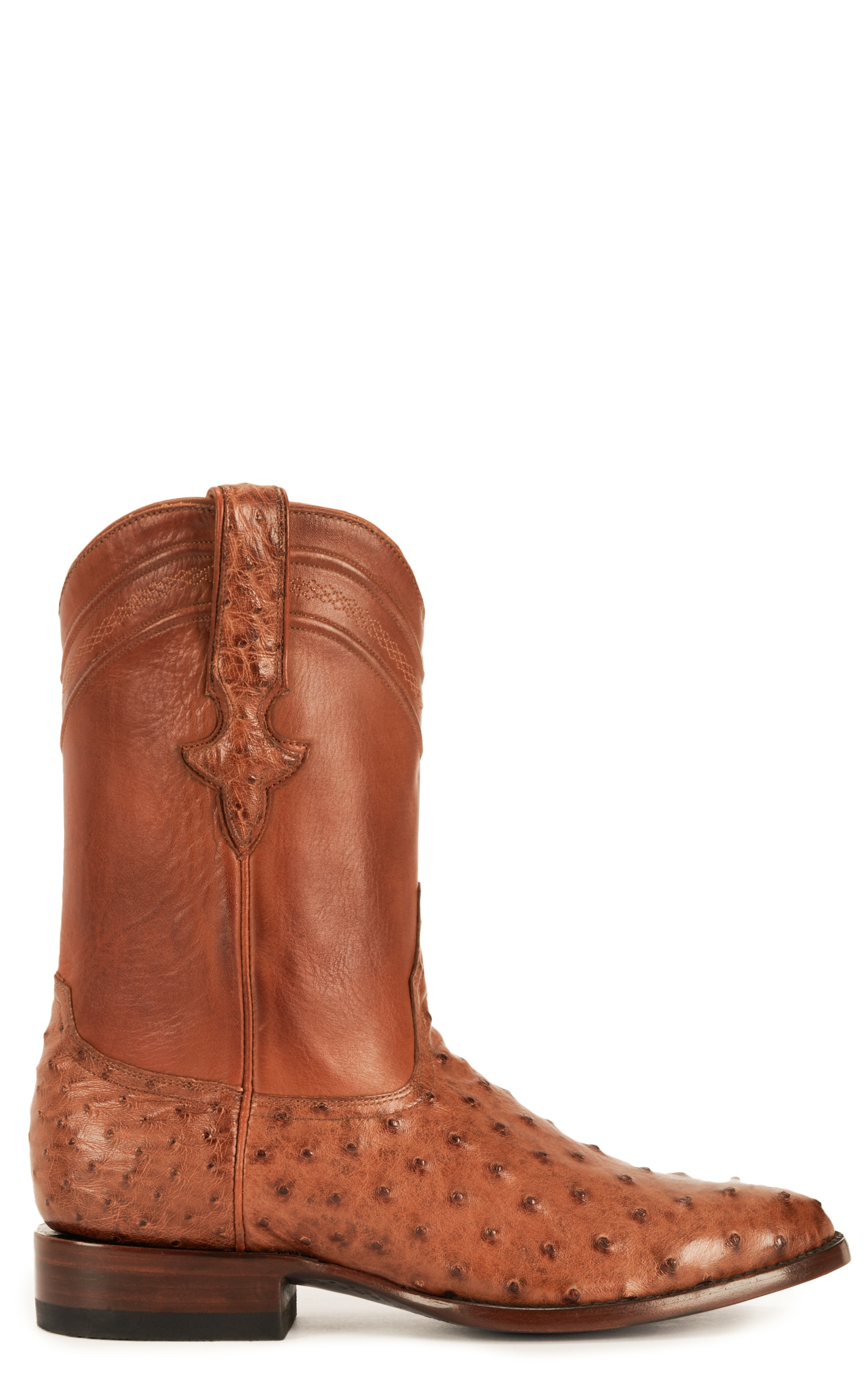 JRC & Sons Men's Miguel Full Quill Ostrich Round Toe Exotic Roper Boot in Peanut Brittle - Image 1