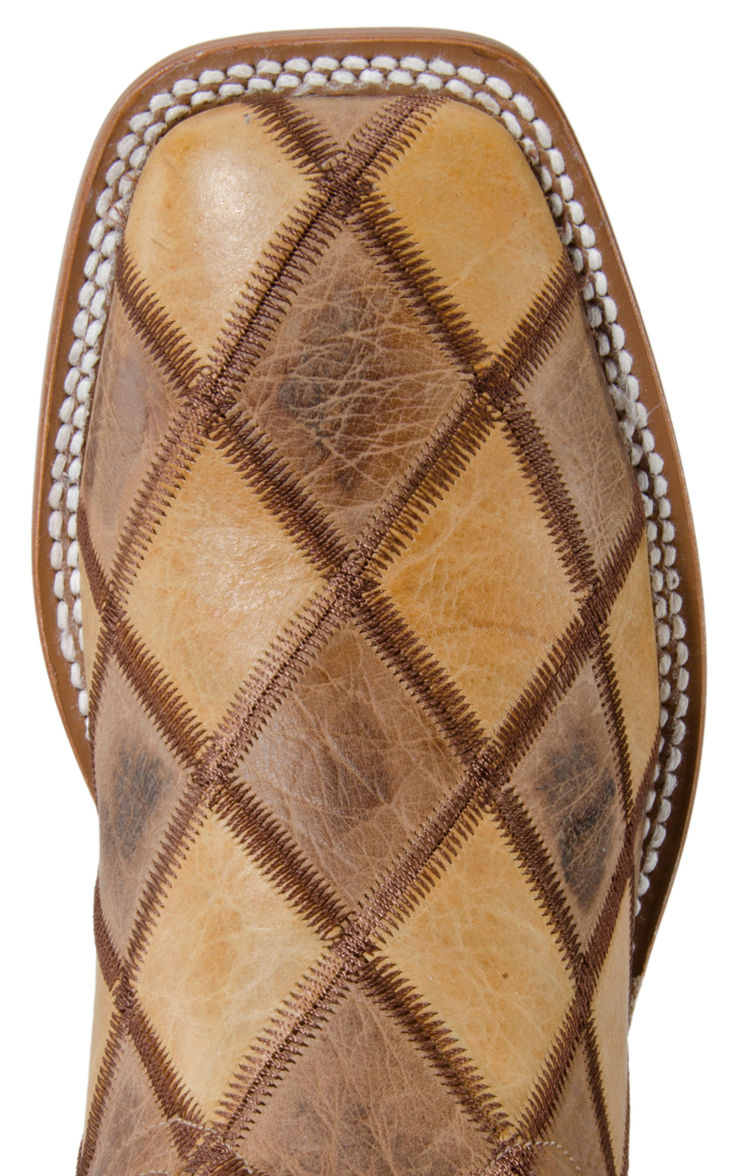 Anderson Bean Men's Crazy Train Brown Patchwork Wide Square Toe Boots - Image 1