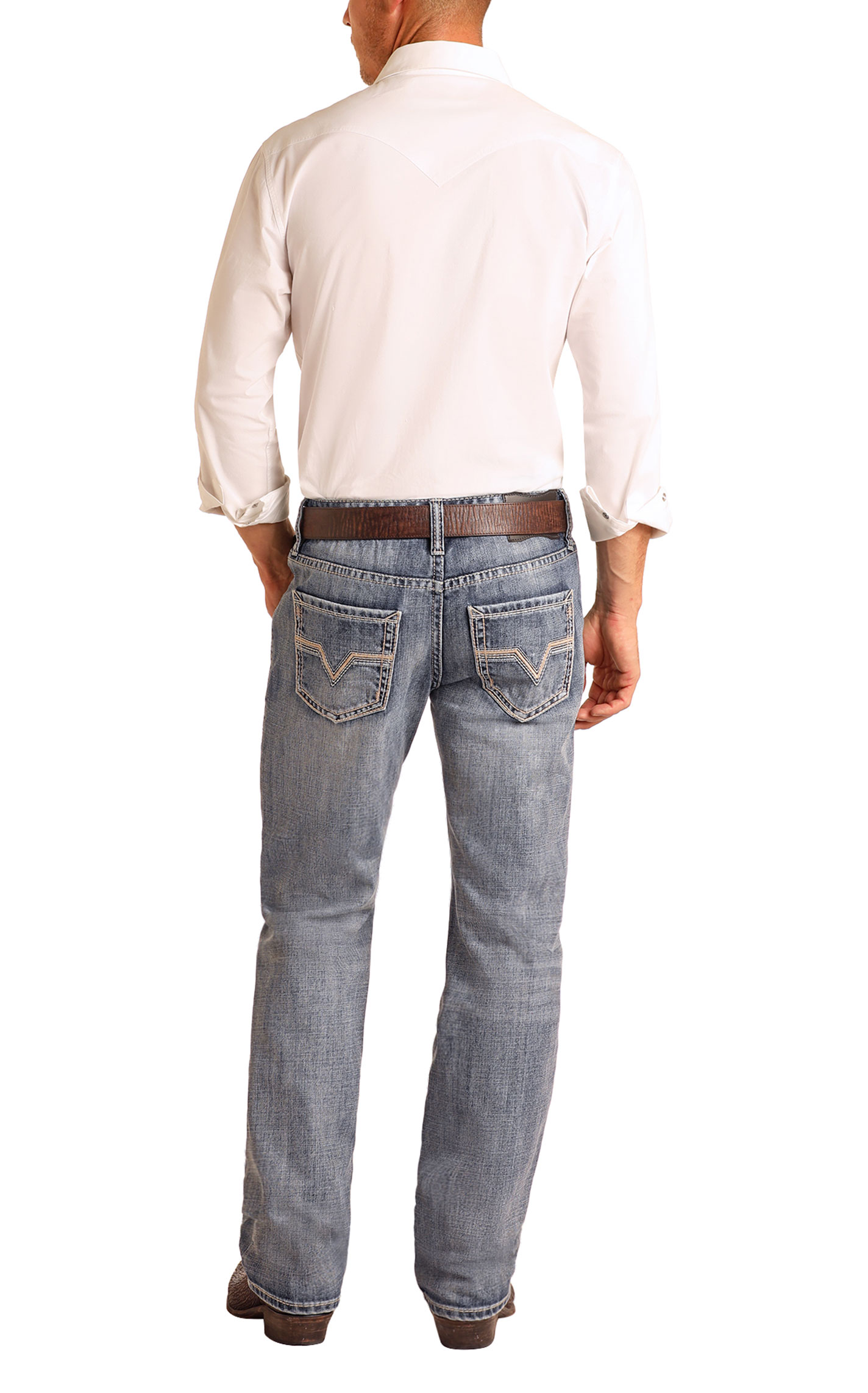 Rock & Roll Denim Men's Pistol Vintage Wash Straight Leg Jeans  - Image 1