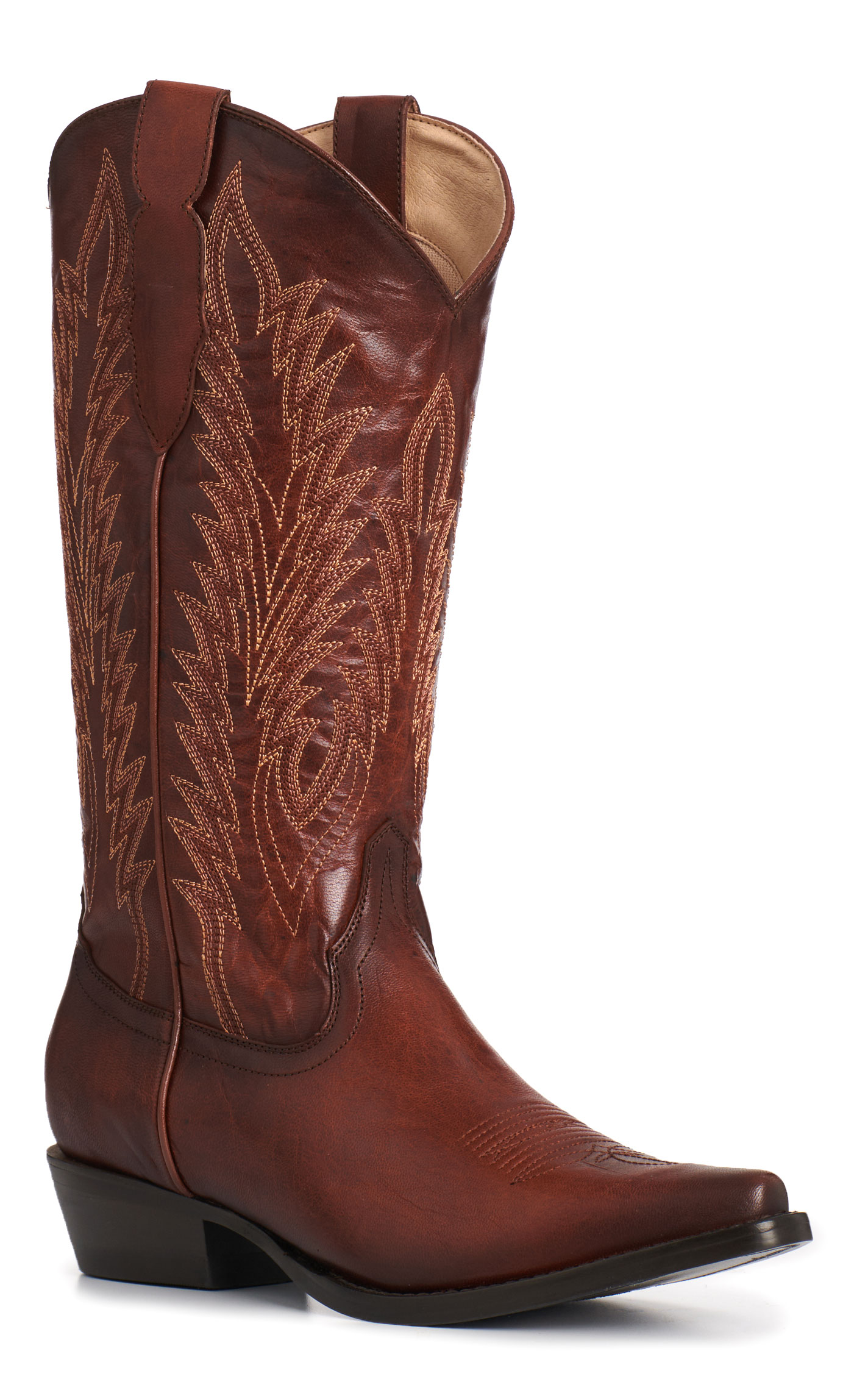 Rockin' C Women's Mahogany Embroidered Snip Toe Cowboy Boots - Image 1