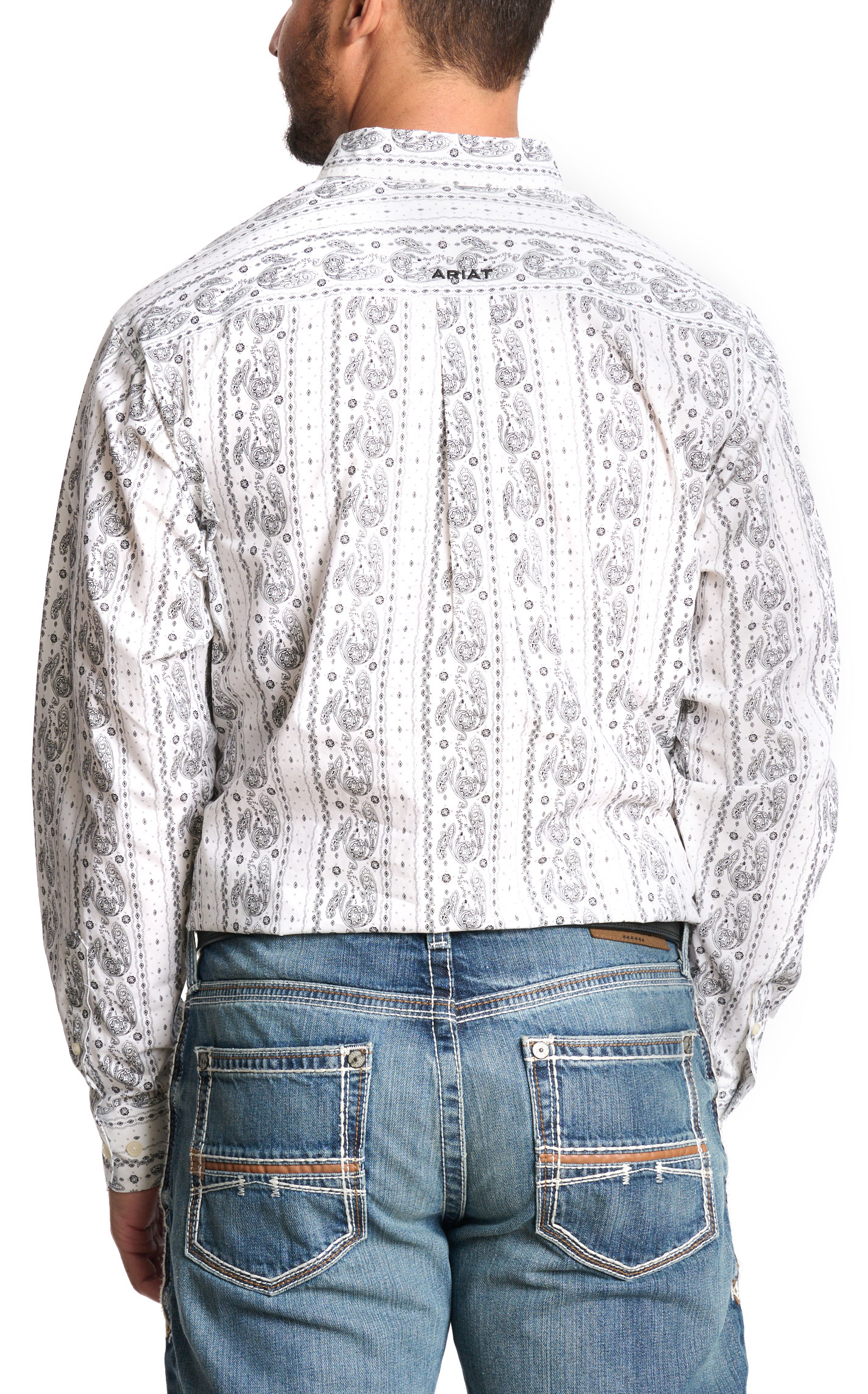 Ariat Men's Jared White & Black Paisley Western Shirt - Image 1