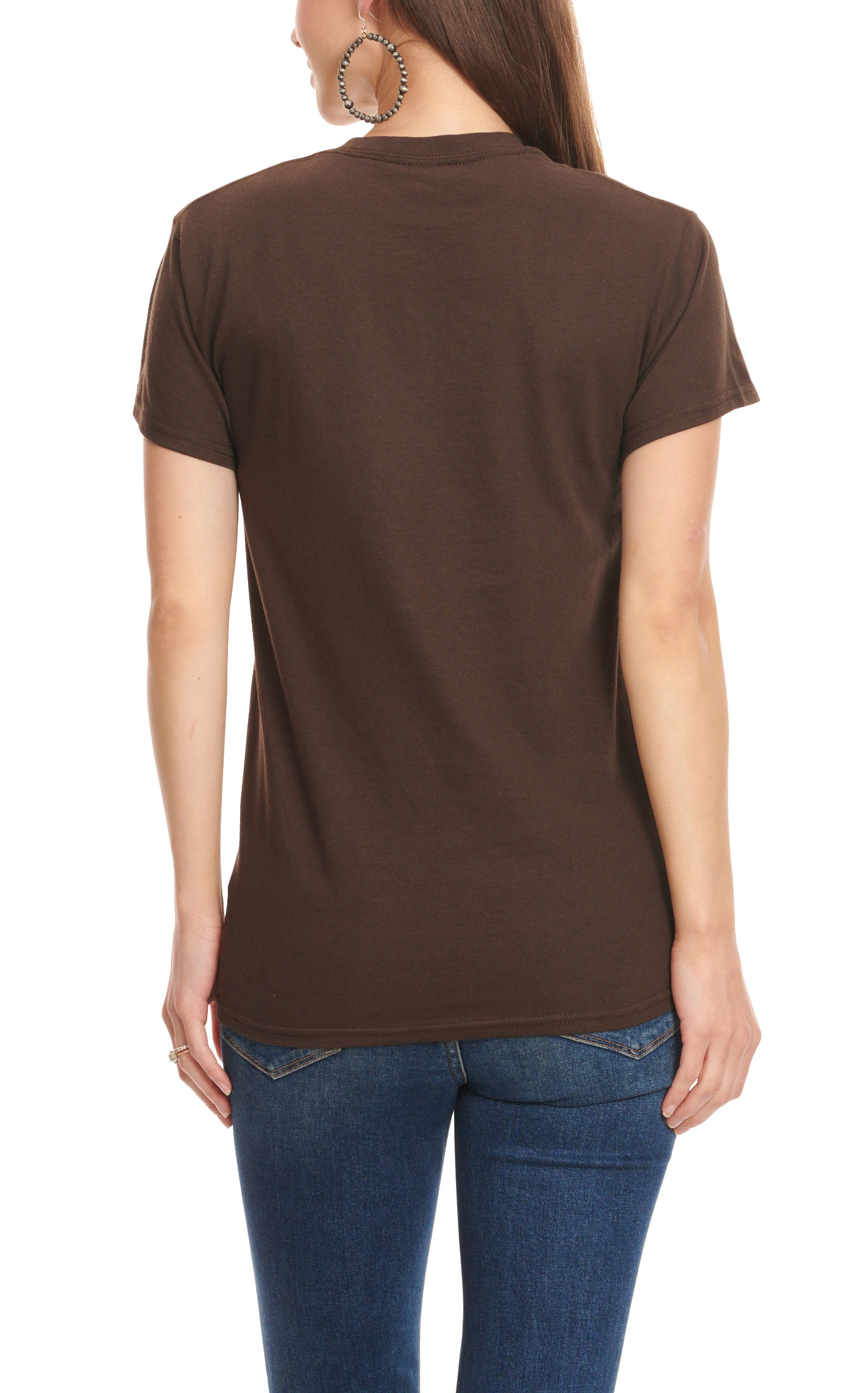 Southern Couture Women's Dark Chocolate Western Print TEXAS Graphic Short Sleeve T-Shirt - Image 3