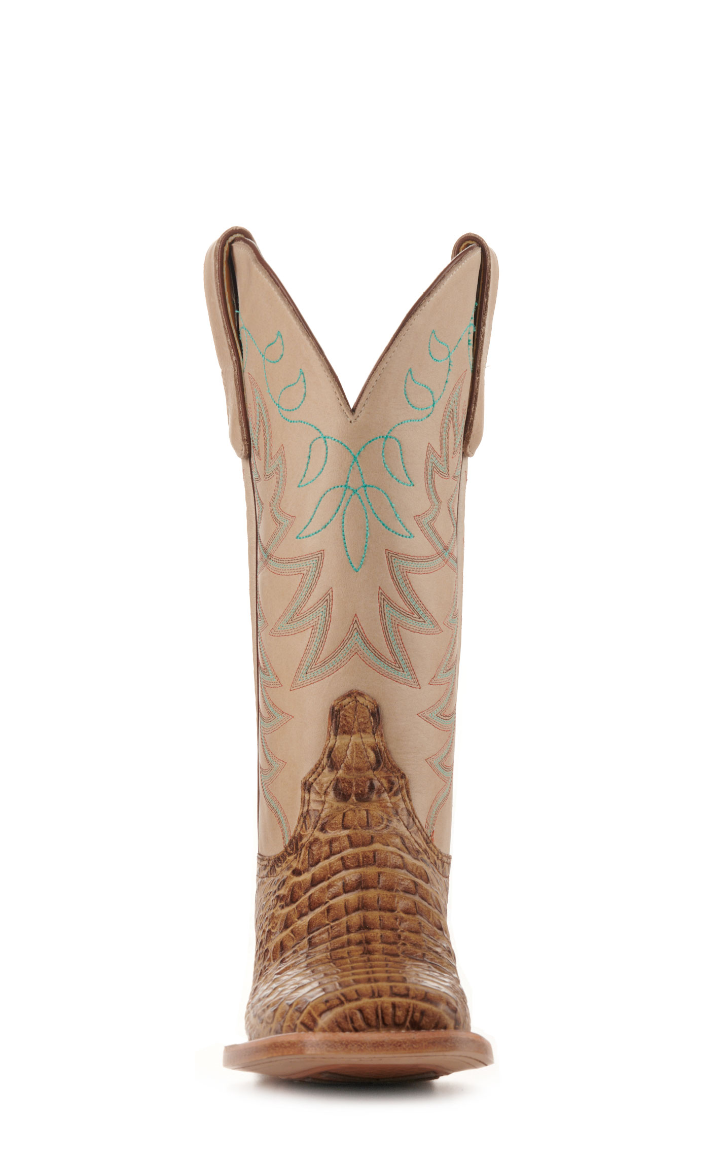 Cavender’s Women’s Endurance Beige and Sand Croc Print Wide Square Toe Cowboy Boots  - Image 1