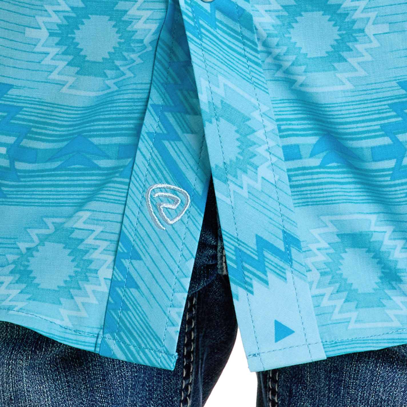 Rock & Roll Denim Boy's Turquoise Aztec Print Western Shirt - Image 1