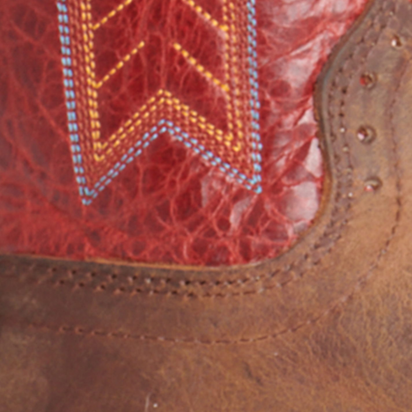 Hondo Men's Legend Waxy Brown and Red Wide Square Toe Buckaroo Cowboy Boots - Image 1