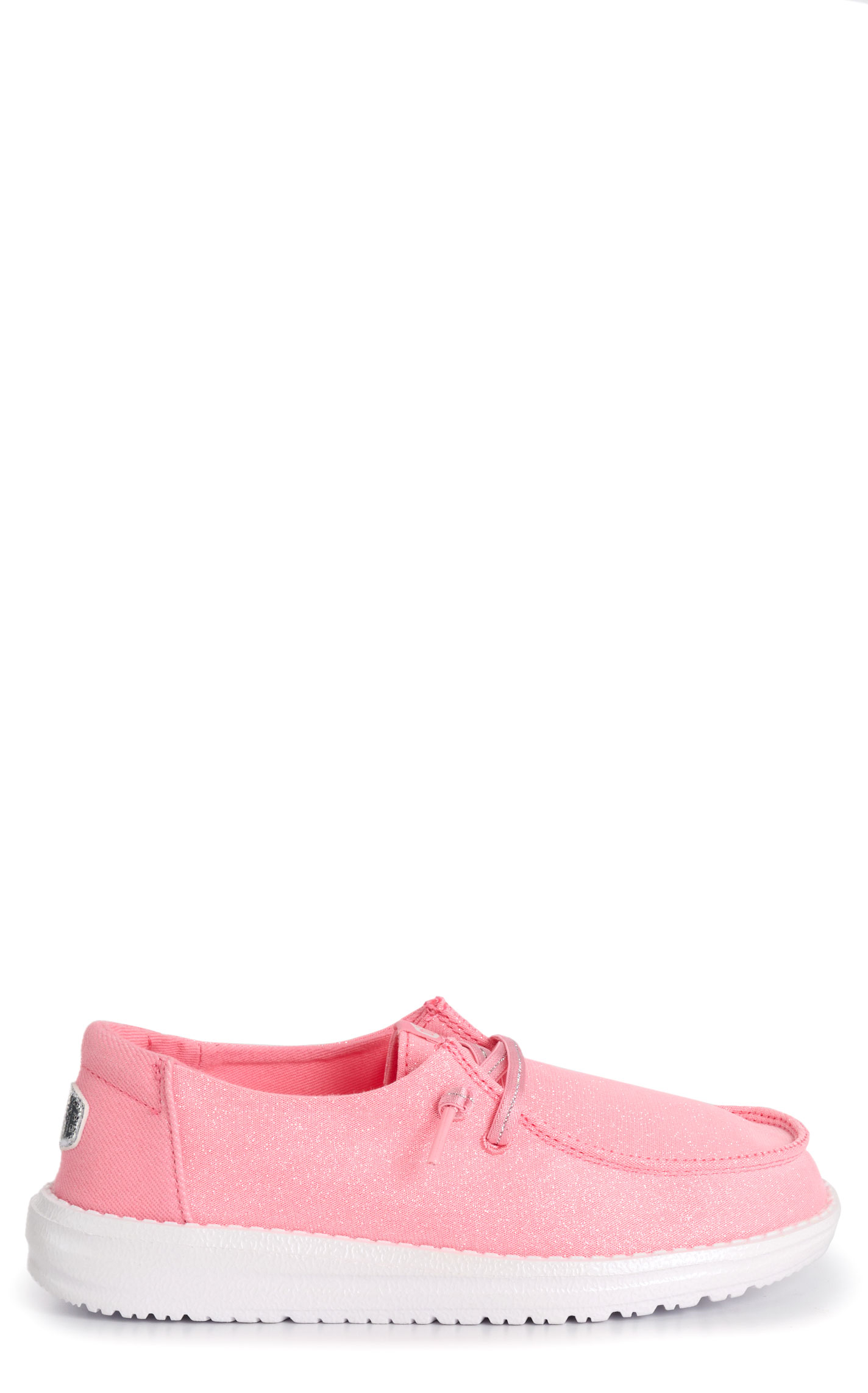Hey Dude Youth Girl's Wendy Shimmery Pink Moc Toe Casual Shoes  - Image 1