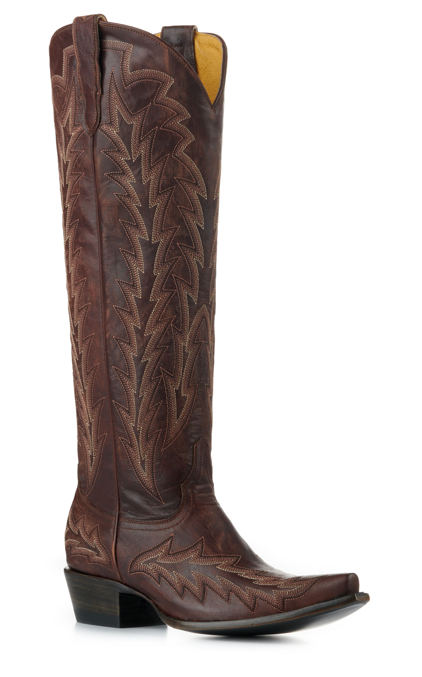 JRC & Sons Women’s Nancy Dark Brass Snip Toe Tall Cowboy Boots - Image 1