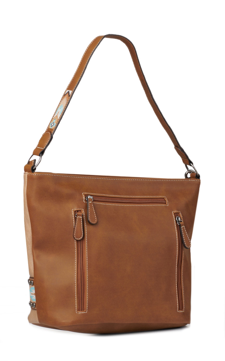 Nocona Carmen Tan with Southwest Stitching and Conchos Concealed Carry Tote Handbag - Image 1