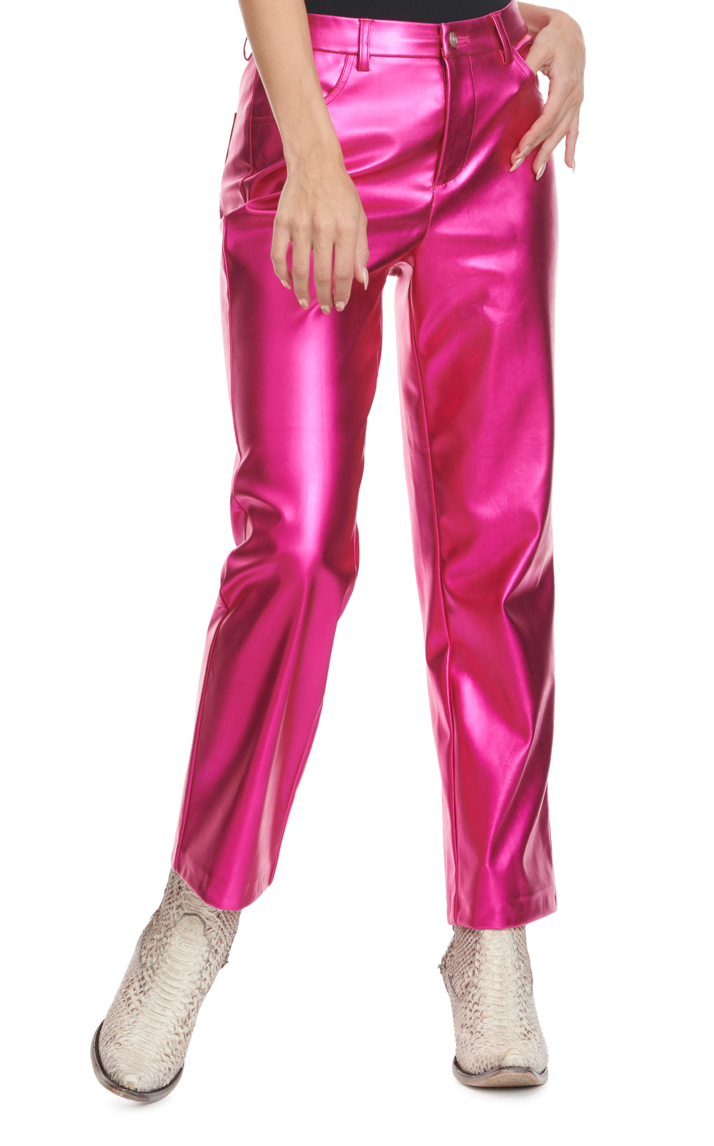 Southern Grace Women's Change of Pace Metallic Hot Pink Pants - Image 1