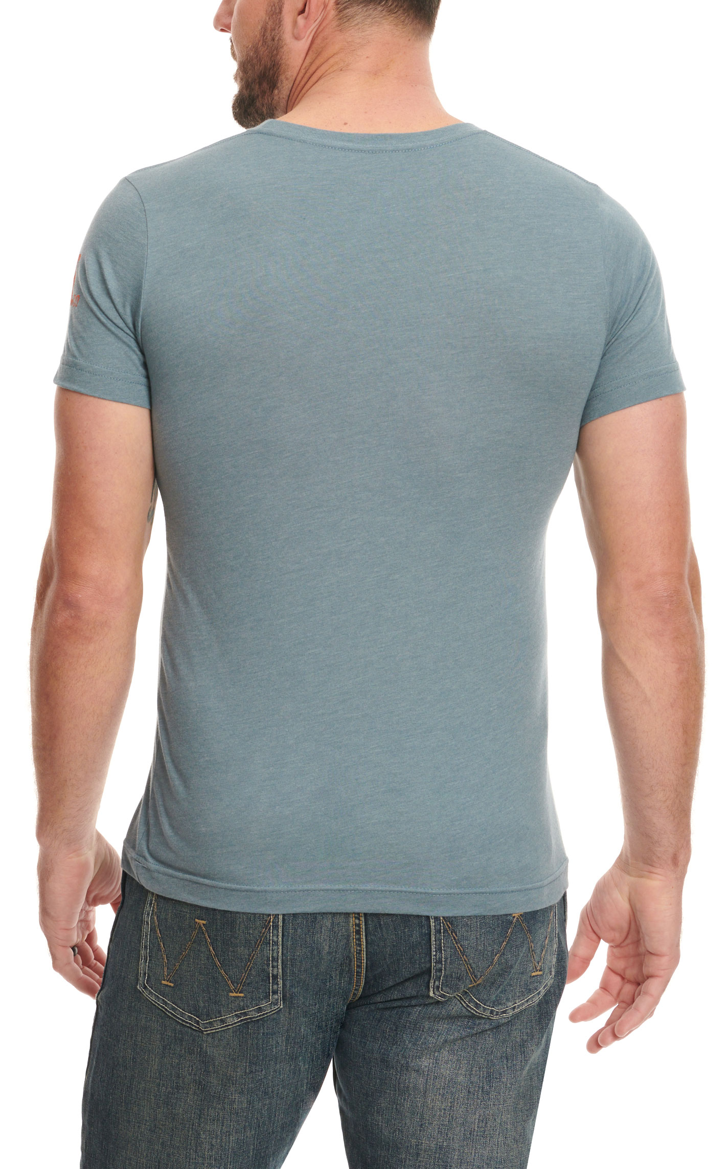 Red Dirt Hat Co. Men's Stone Blue Singing Cowboy Logo Graphic Short Sleeve T-Shirt - Image 1