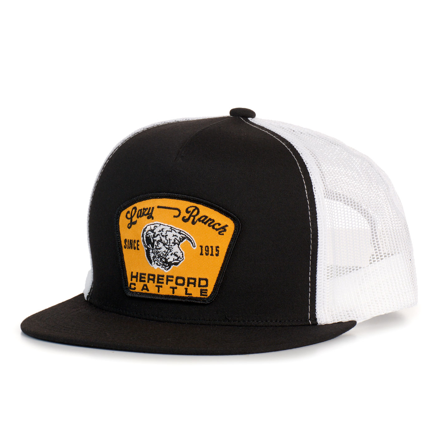 Lazy J Ranch Wear Black White & Gold Hot Shot Flat Bill Cap - Image 1