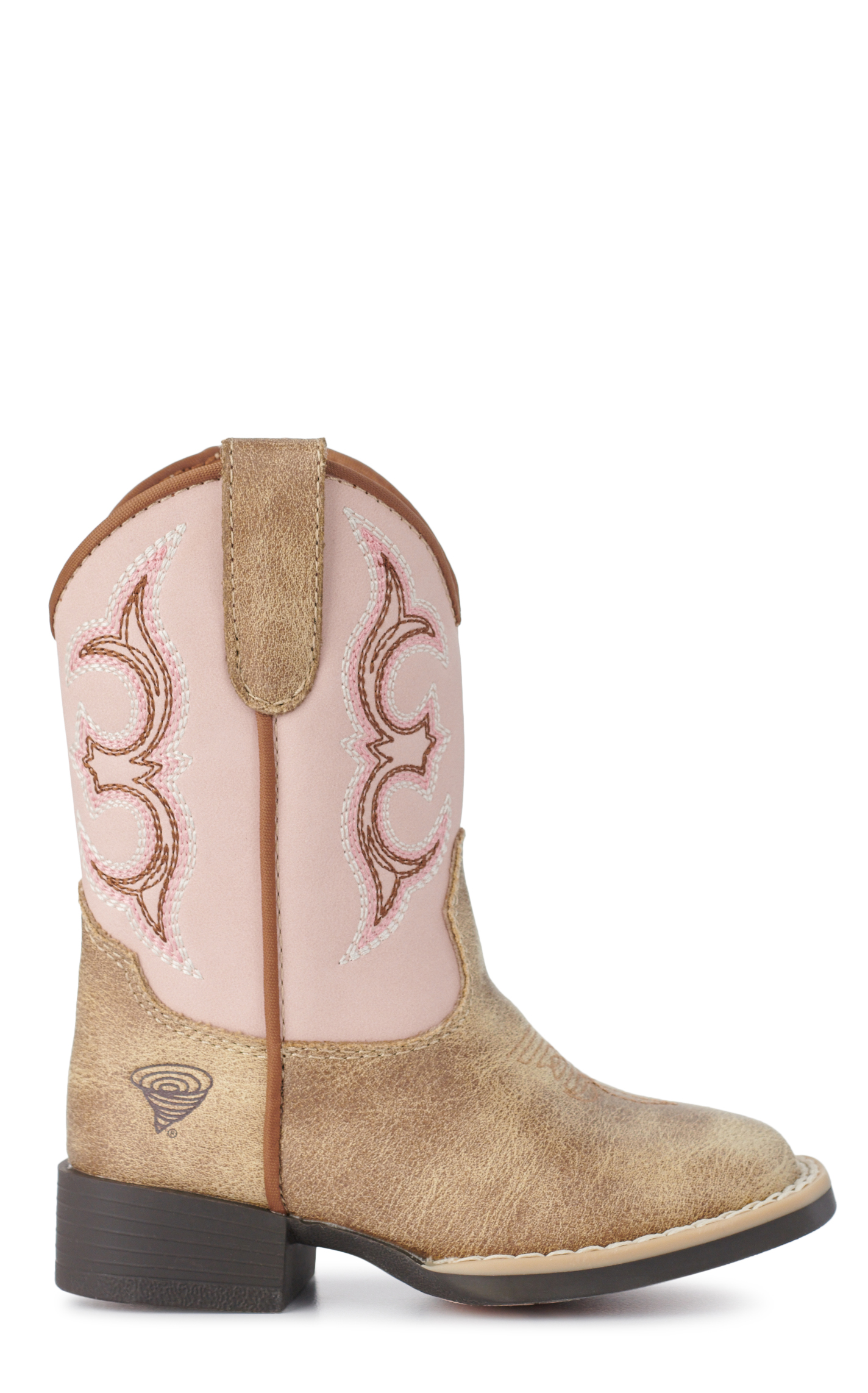 Twister Toddler Girls Posy Light Pink and Tan Wide Square Toe Cowboy Boots - Image 1
