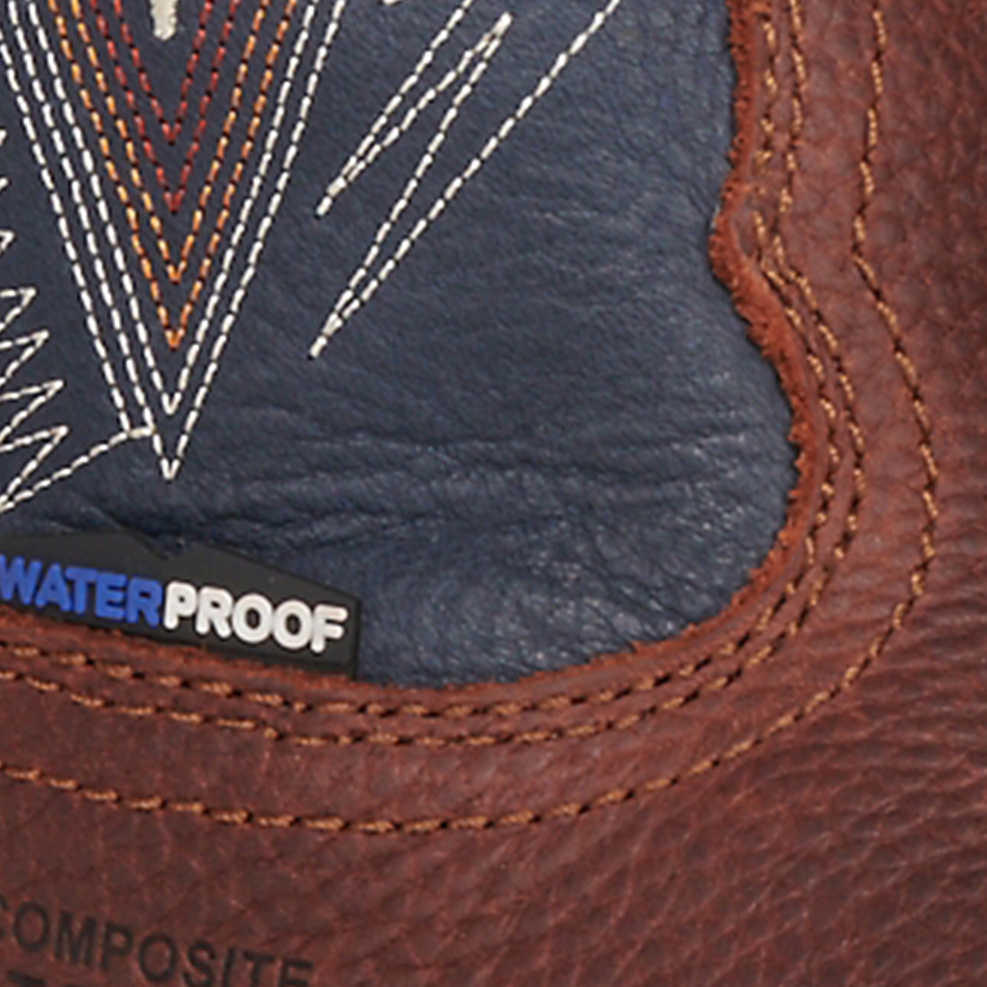 Tony Lama Men's Brown and Blue Square Toe Work Boots - Image 1
