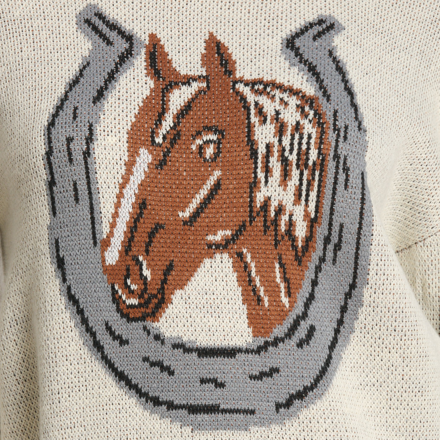 Rockin C Women's Winter White Horse & Shoe Sweater - Image 1