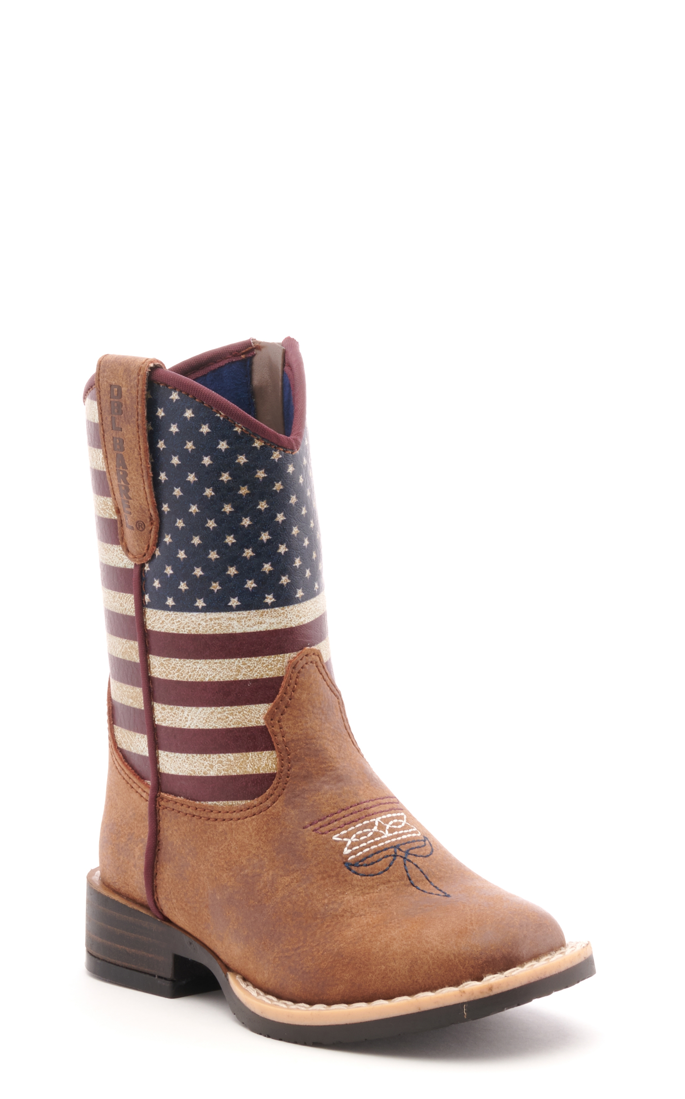 Twister Toddler Brown and USA Flag Square Toe Cowboy Boots - Image 1