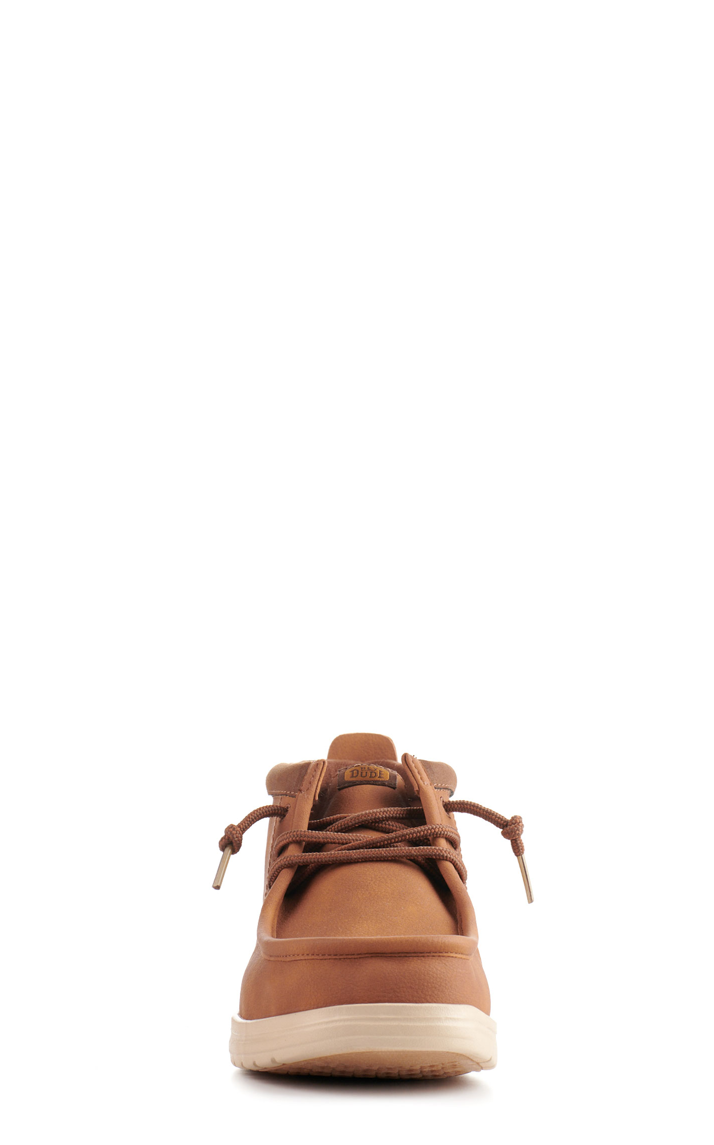 Hey Dude Men's Wally Cognac and Tan Faux Leather Moc Toe Shoes - Image 1