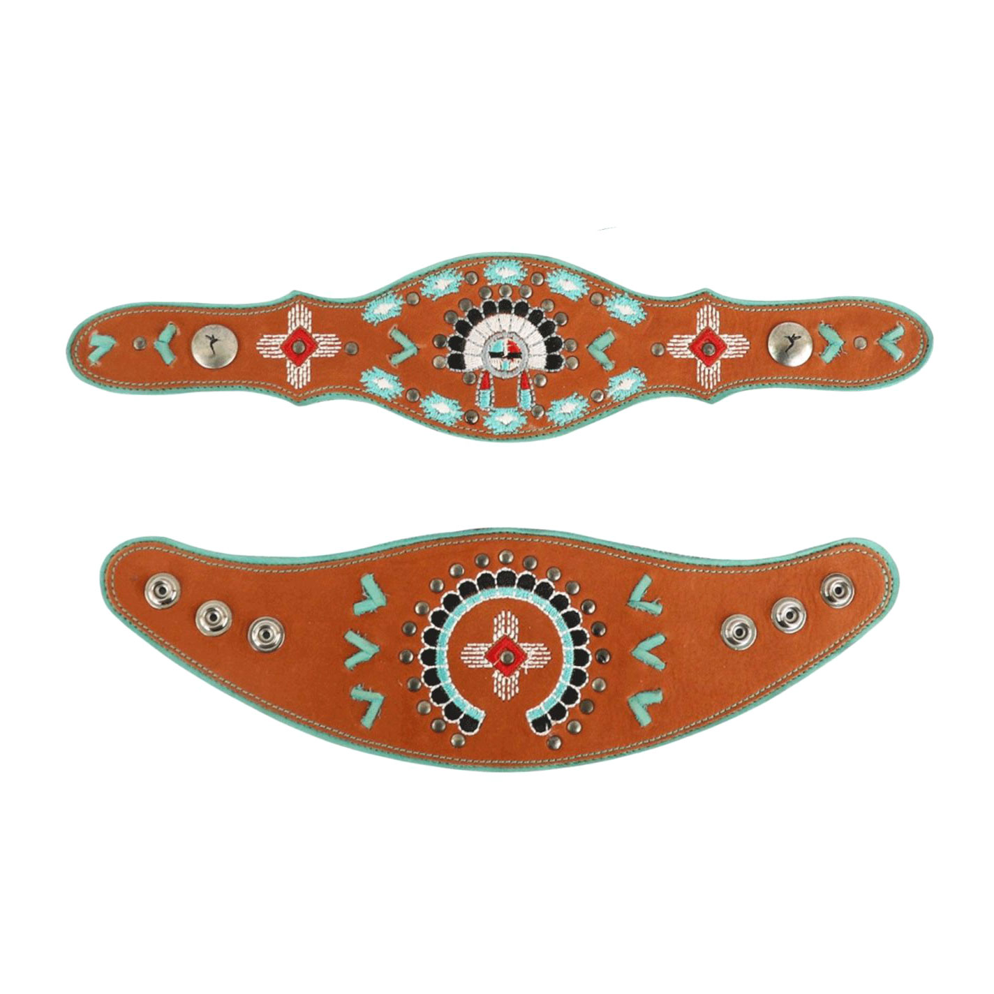 Agave Blue Brown Zuni Embroidered Boot Lassos - Image 1