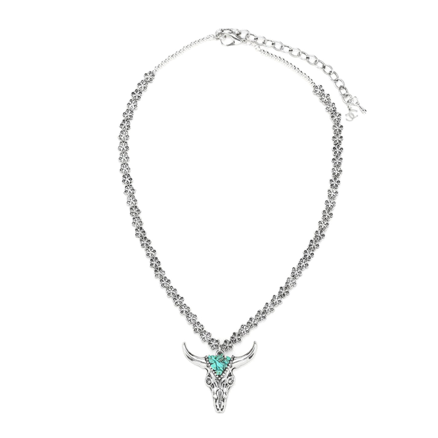 Cowgirl Confetti Silver & Turquoise Run Free Necklace - Image 1