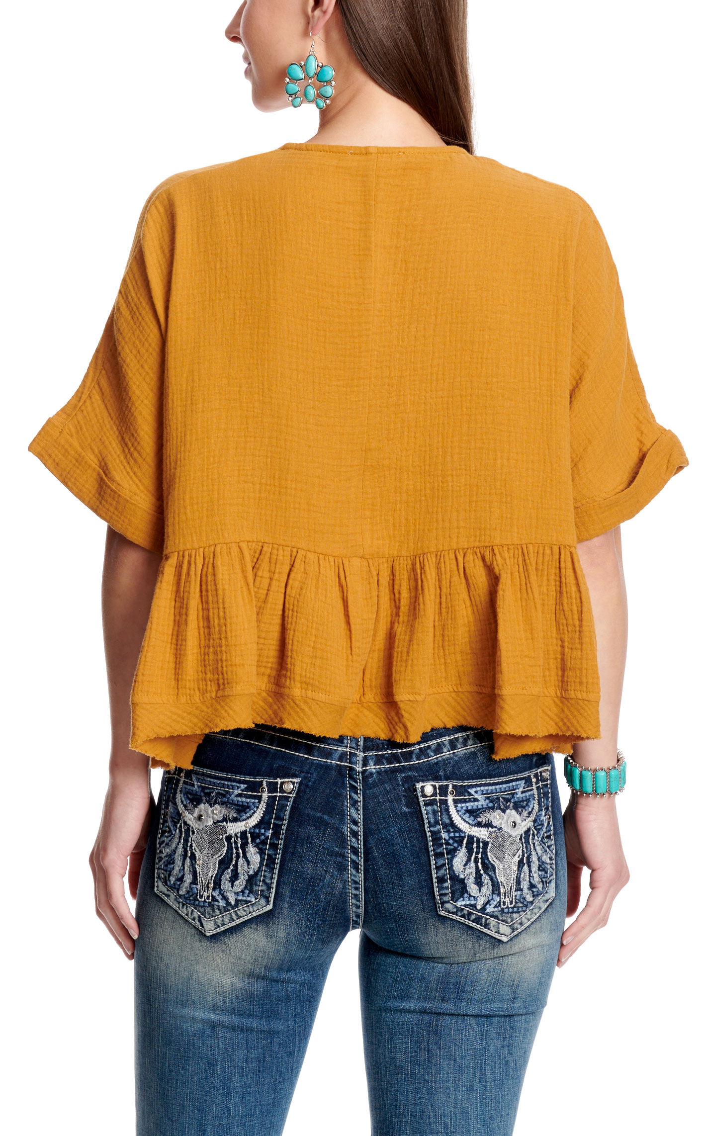 Newbury Kustom Women's Dark Honey Mustard Textured Top - Image 1