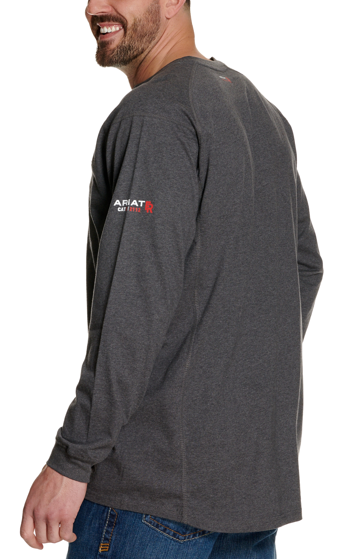 Ariat FR Men's Charcoal Henley Long Sleeve Work Shirt - Image 1