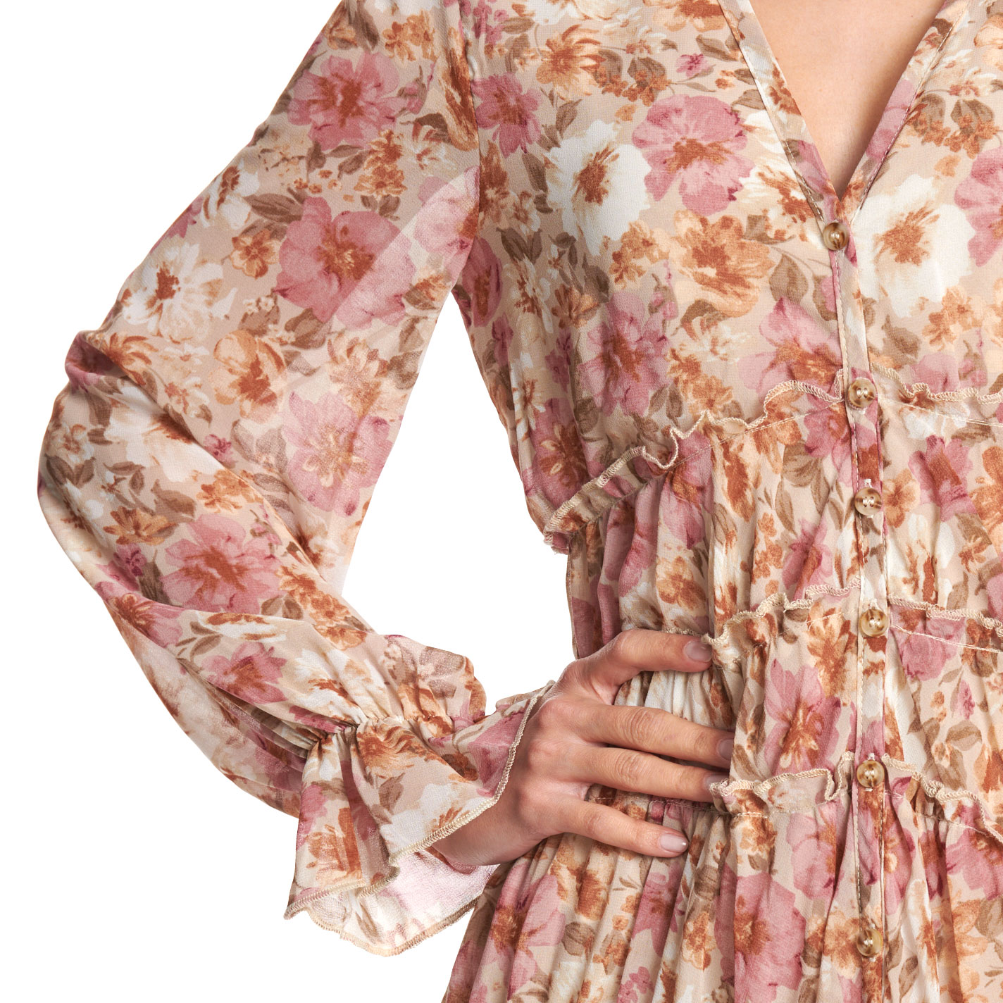 Blue B Women’s Mauve Floral Hi-Lo Maxi Dress - Image 1