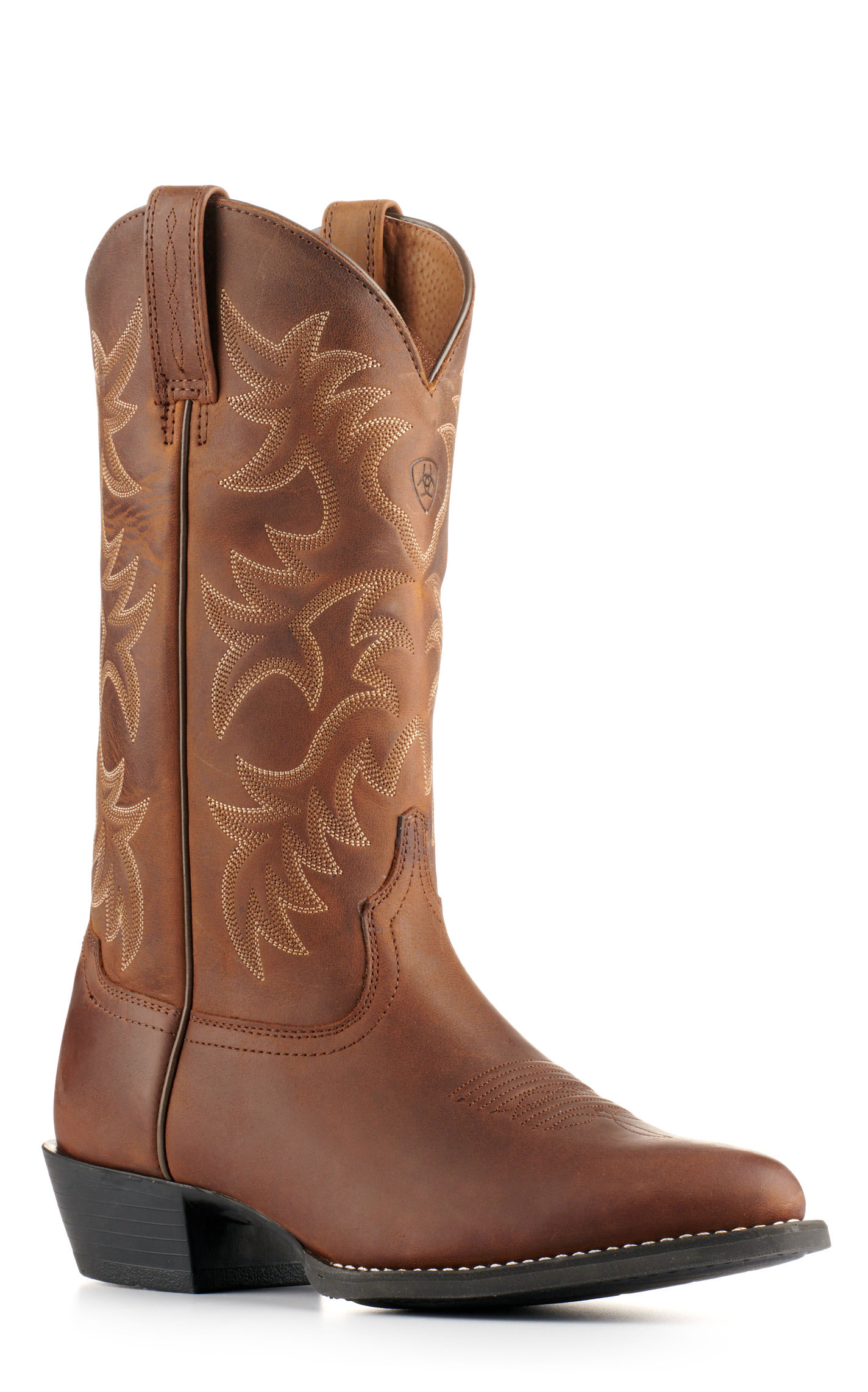 Ariat Men's Heritage Distressed Brown R-Toe Cowboy Boots - Image 1