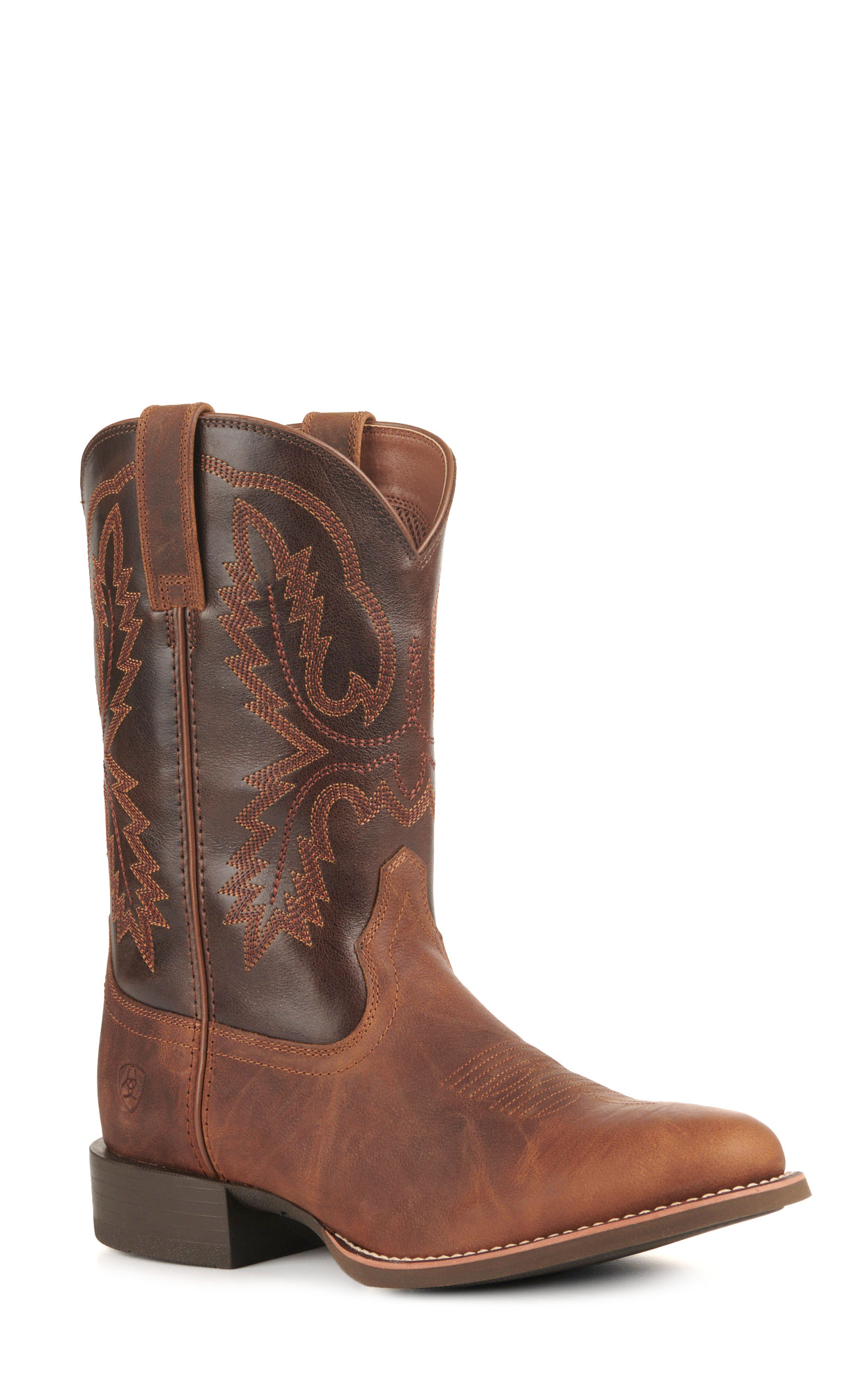Ariat Men's Sport Stratten Sorrel Crunch and Bitter Brown Wide Round Toe Cowboy Boots - Image 1