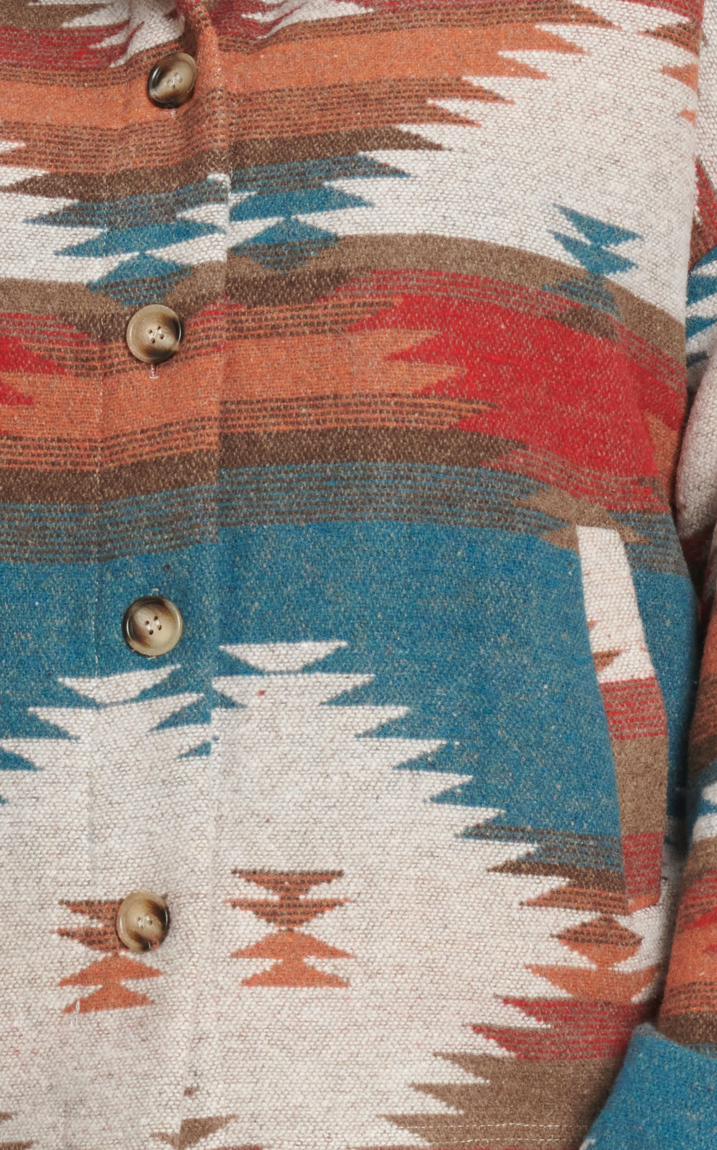 Blue B Women's Oatmeal Teal and Orange Aztec Blanket Jacket - Plus - Image 1