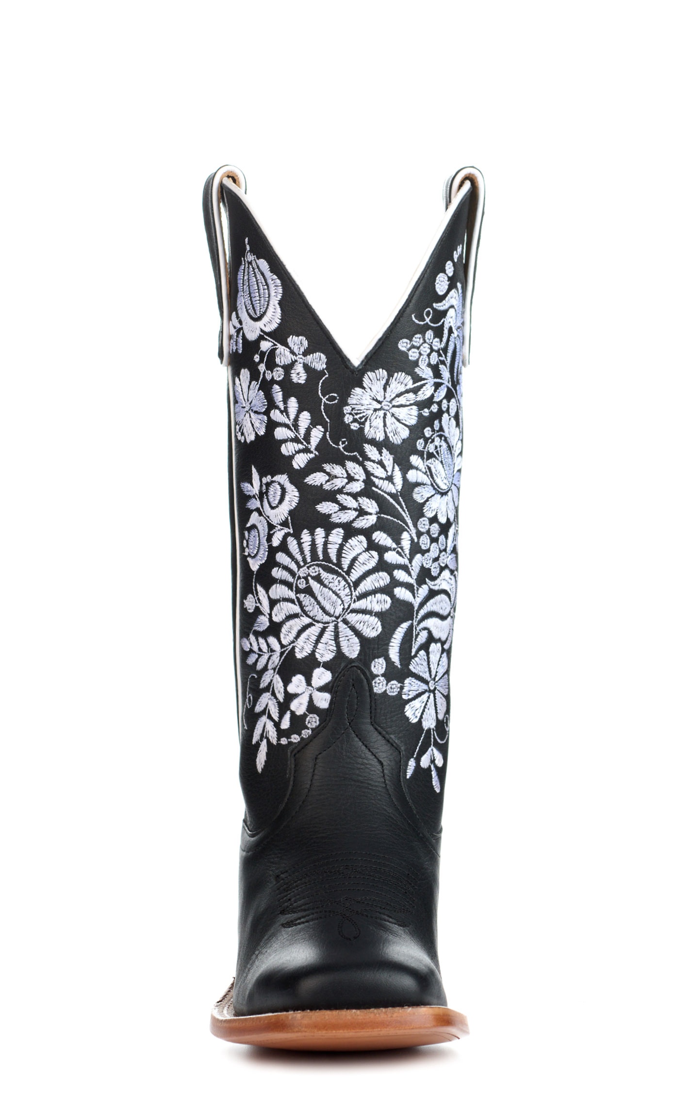Anderson Bean Women's Macie Bean Black with Floral Embroidery Wide Square Toe Cowboy Boots - Image 1