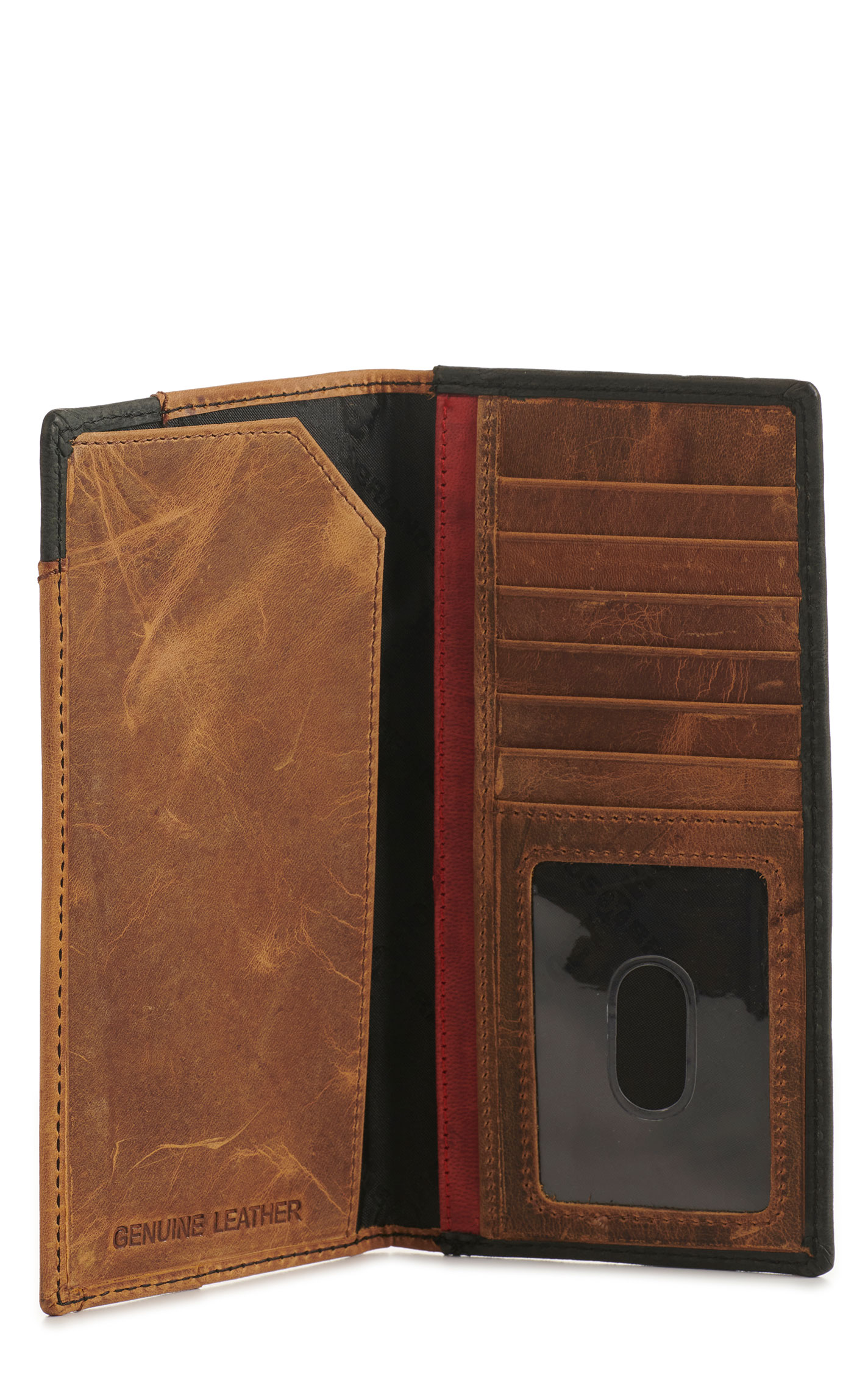 Hooey Men's Tan and Black with Diamond Patchwork Cowhide Rodeo Wallet / Checkbook Cover - Image 1