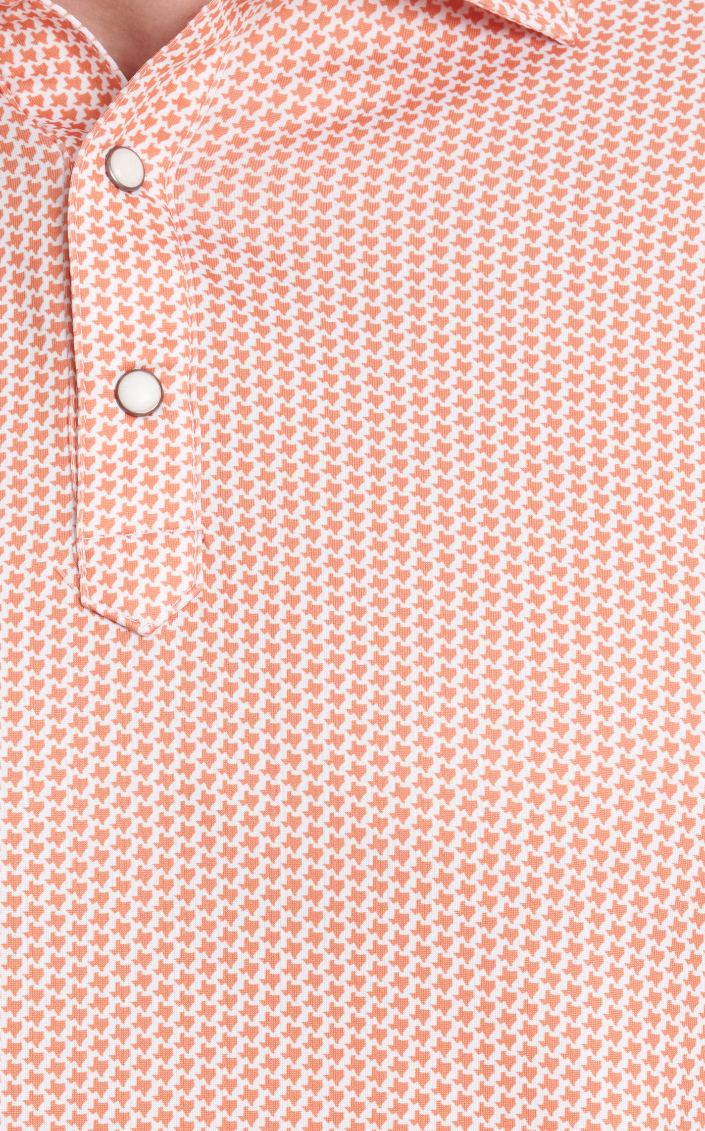 Rafter C Men's Burnt Orange Texas Geo Print Short Sleeve Snap Polo Shirt - Image 1