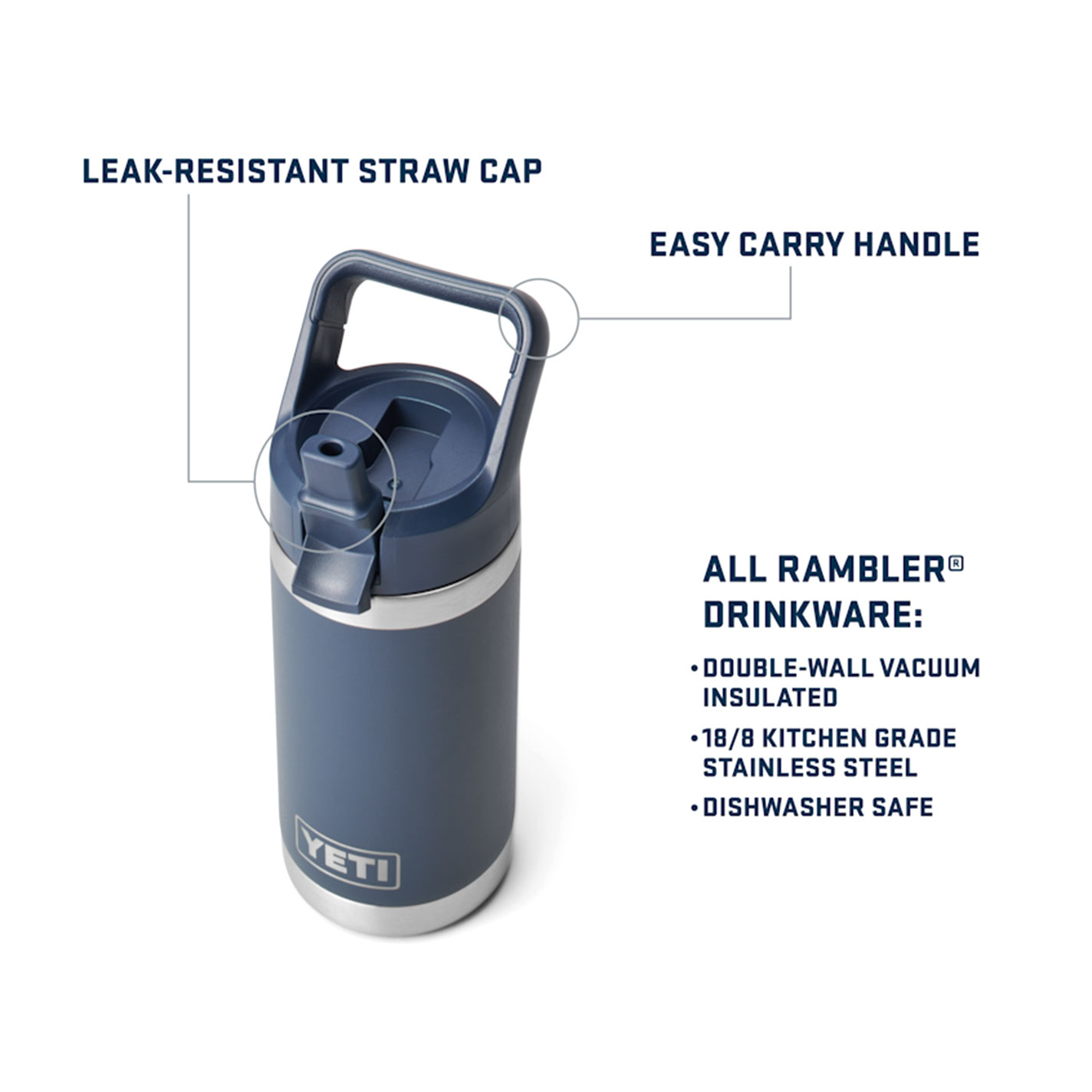 YETI Rambler Jr. Firefly Yellow 12 oz Kids' Water Bottle - Image 1