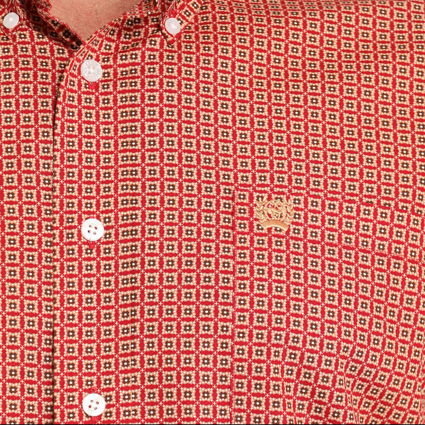 Cinch Men's Red & Golden Yellow Geo Print Western Shirt - Image 1