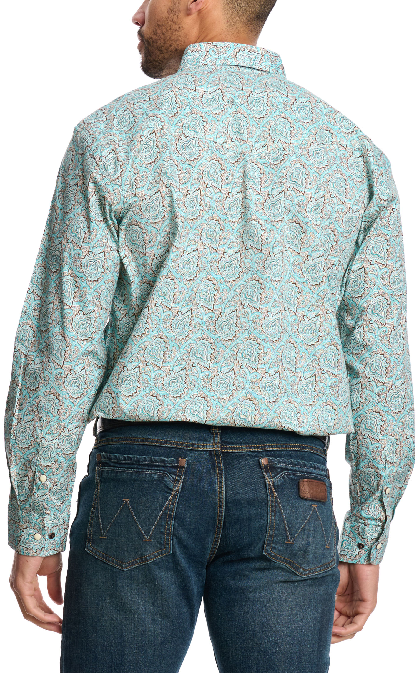 Rafter C Men's ProFlex45 Turquoise Paisley Western Shirt - Image 1