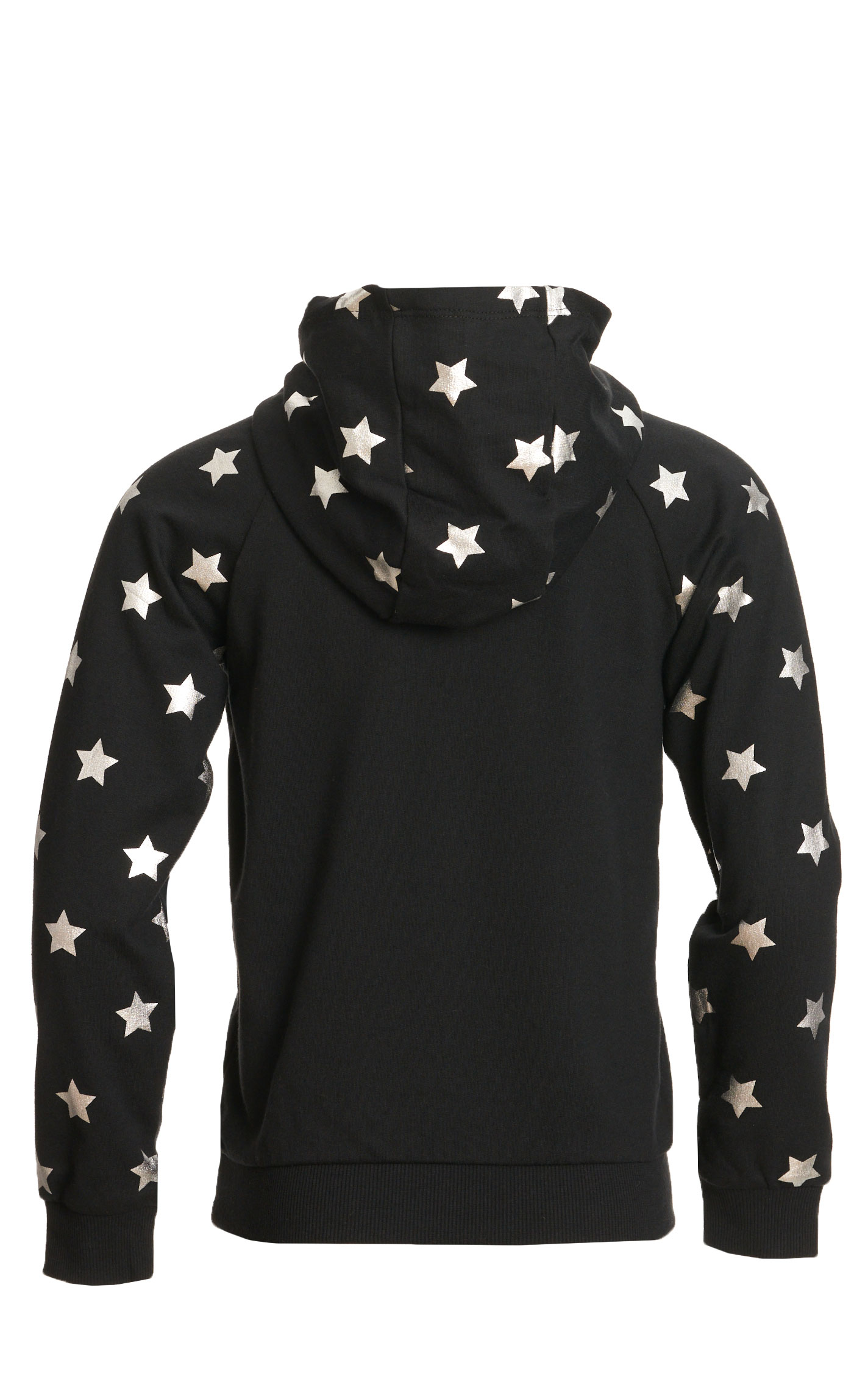 Rock & Roll Denim Black Metallic Stars Stay Wild Graphic Hoodie - Image 1