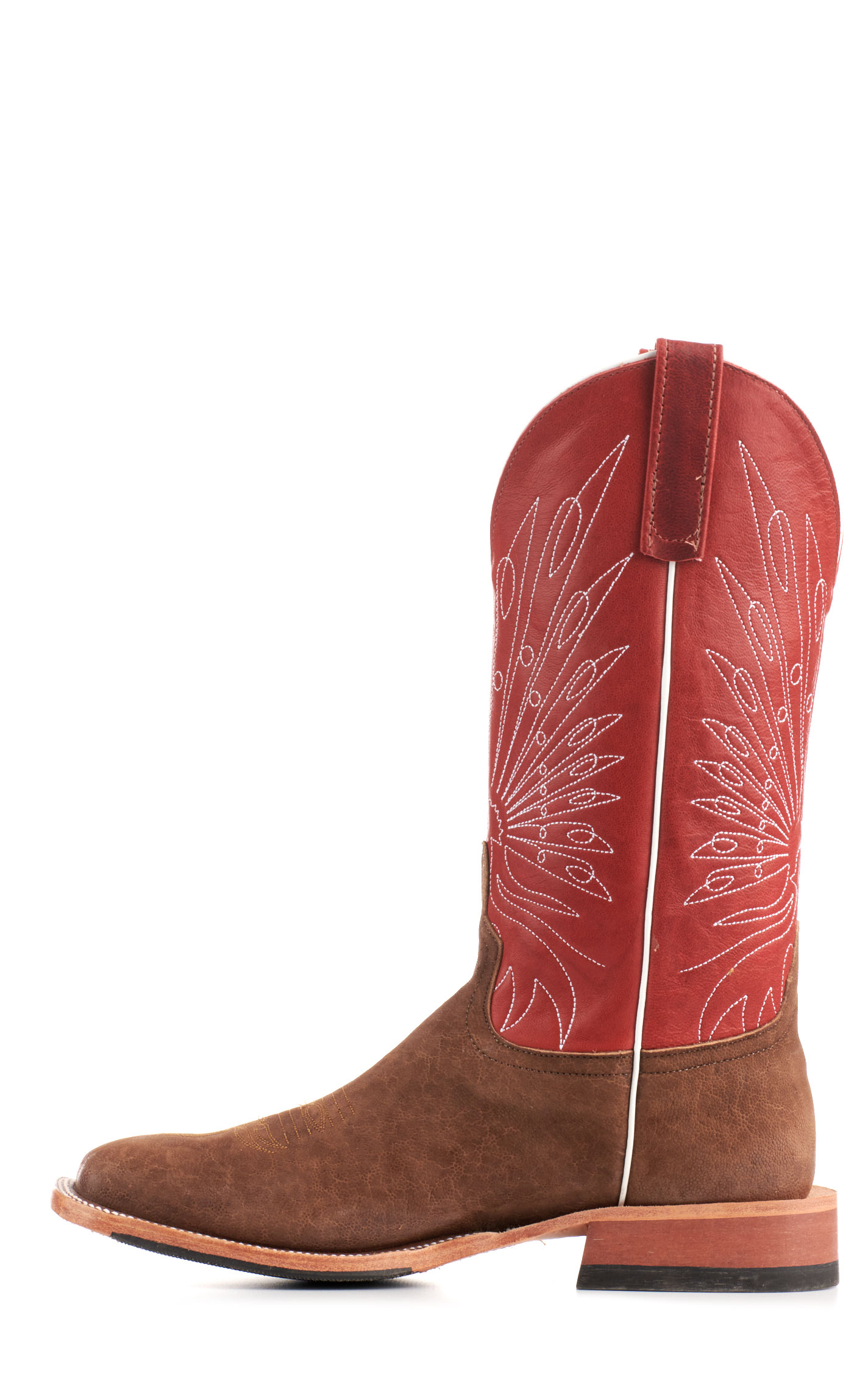 Anderson Bean Men's Dark Red and Tan Buffed Elephant Wide Square Toe Hybrid Cowboy Boots - Image 1