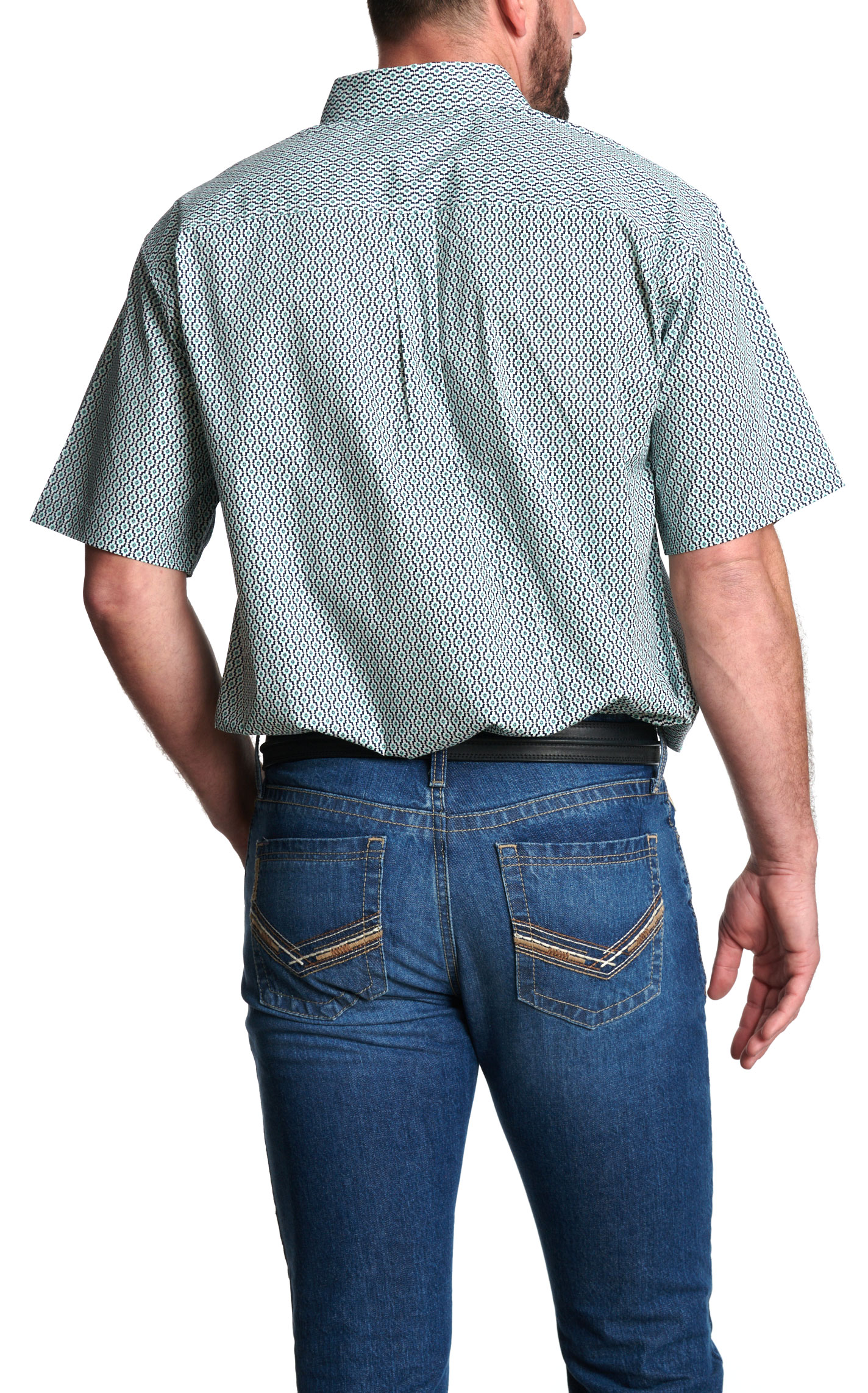 Cinch Men's Sea & Navy Geo Print Western Shirt - Image 1