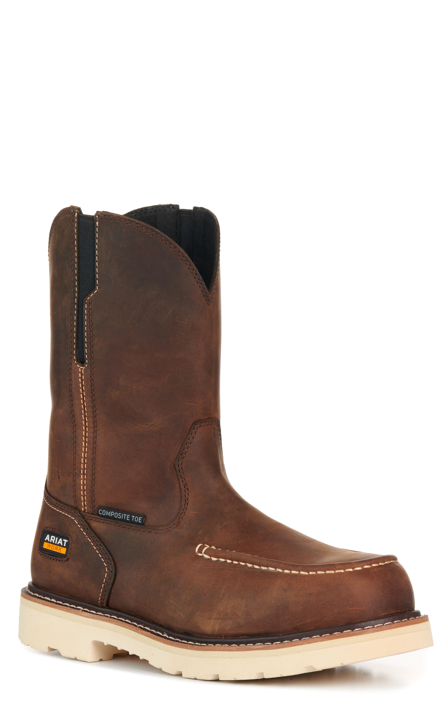 Ariat Men's Distressed Brown Rebar Composite Toe Work Boots - Image 1