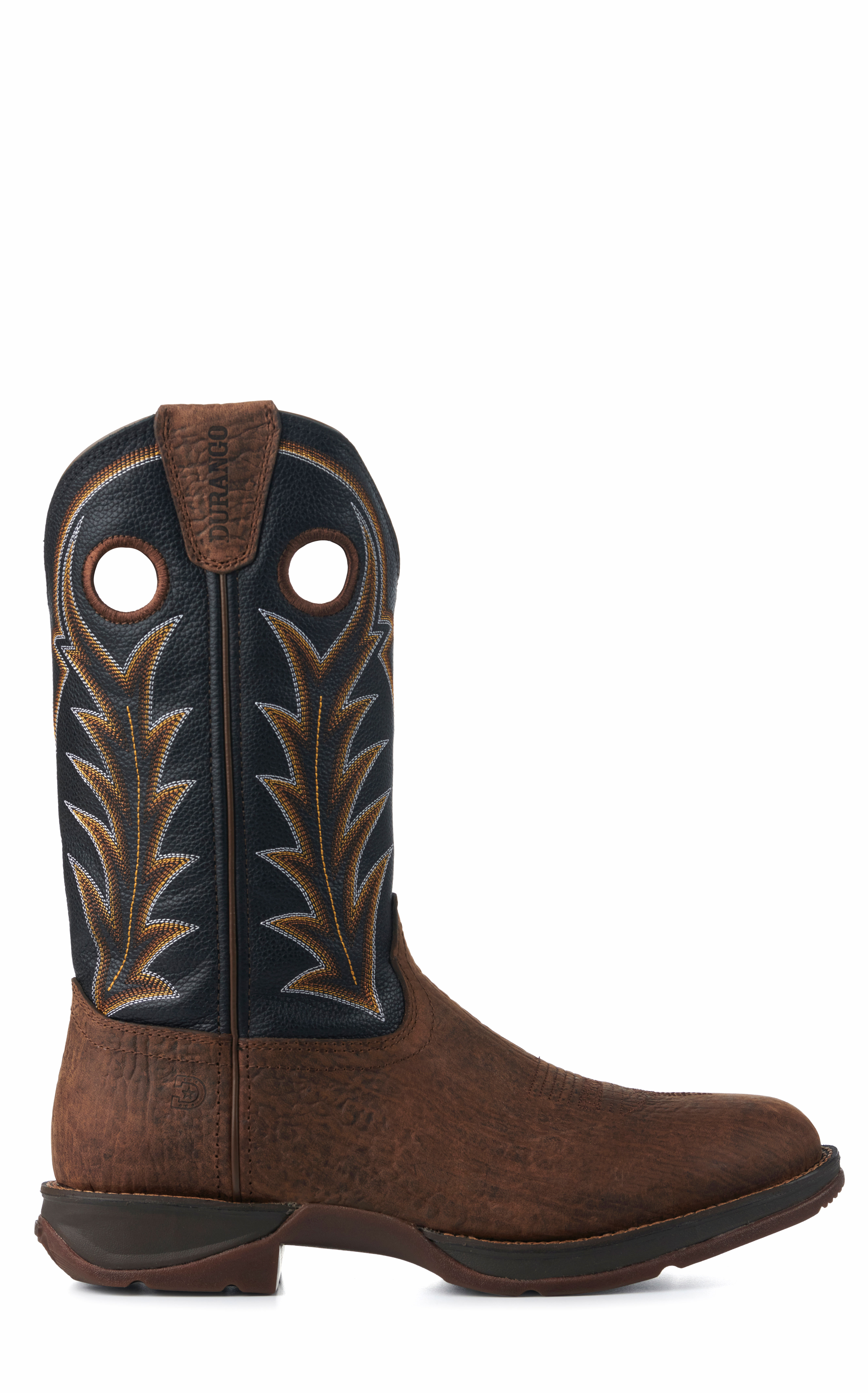 Durango Men's Rebel Black and Dark Brown Round Toe Cowboy Boots - Image 1