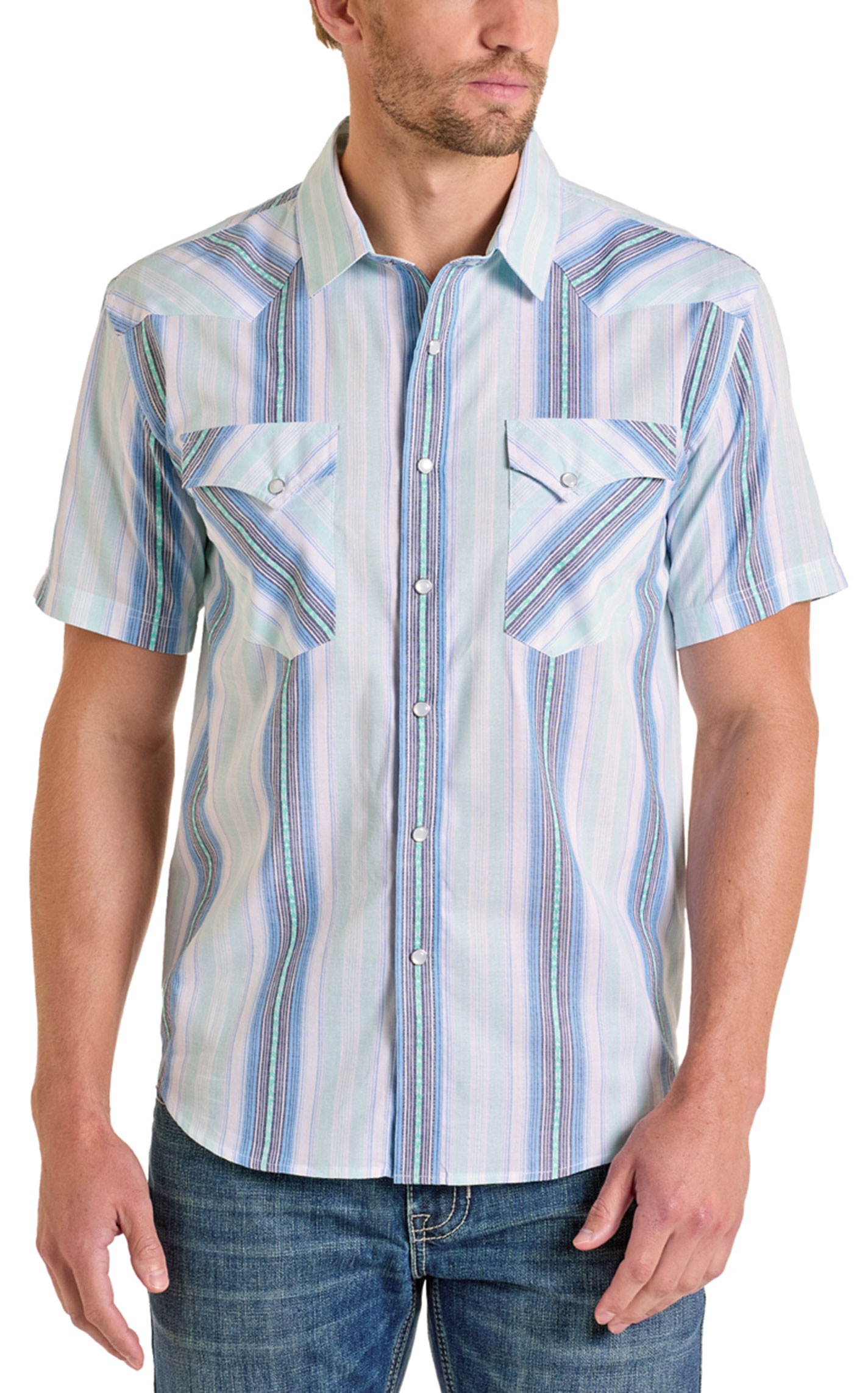 Panhandle Slim Men's Sky Blue Stripe Shirt - Image 1