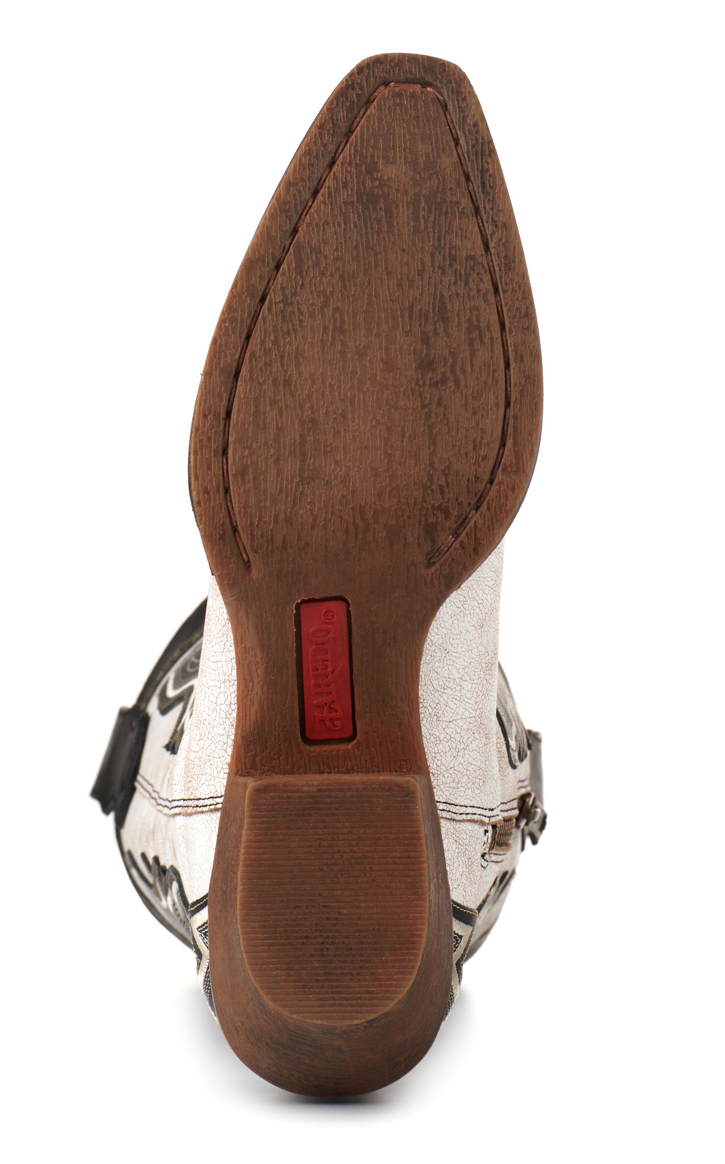 Laredo Women's Shawnee Off White with Black Overlays and Studs Snip Toe Tall Cowboy Boots - Image 1